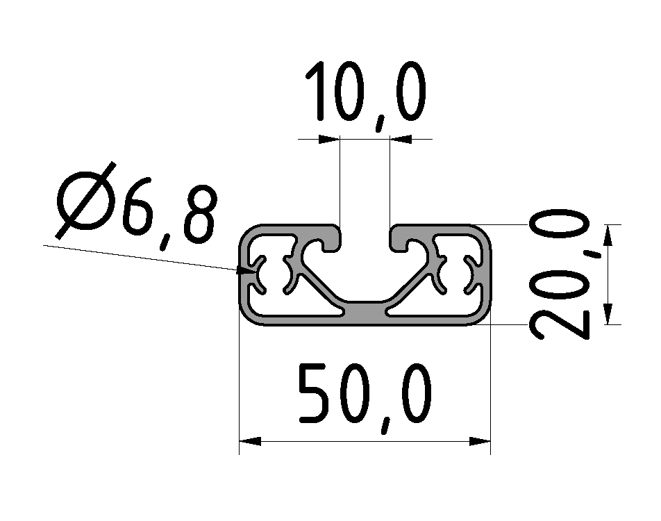 Profil 10 50x20 E, natur Profil 10 50x20 E, natur