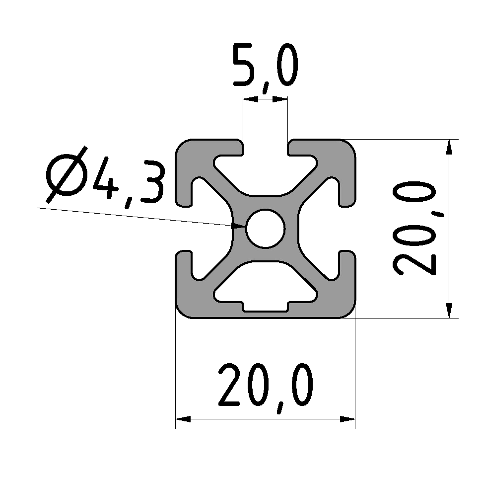 Profil 5 20x20 1N, natur Profil 5 20x20 1N, natur