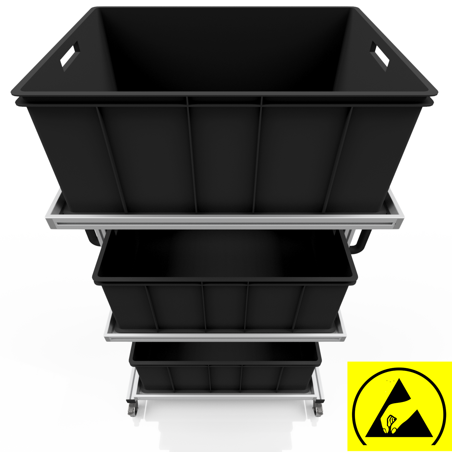 ESD system trolley for Euro containers 80 x 60 H 134 cm without pull-out