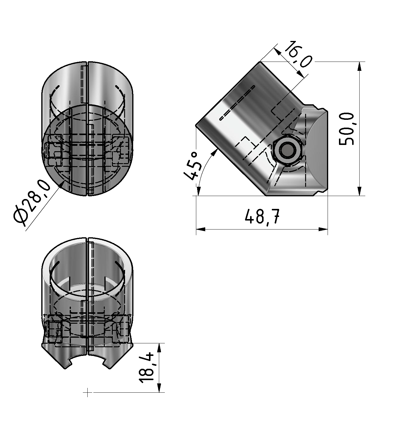45° Verbinder  45° Verbinder