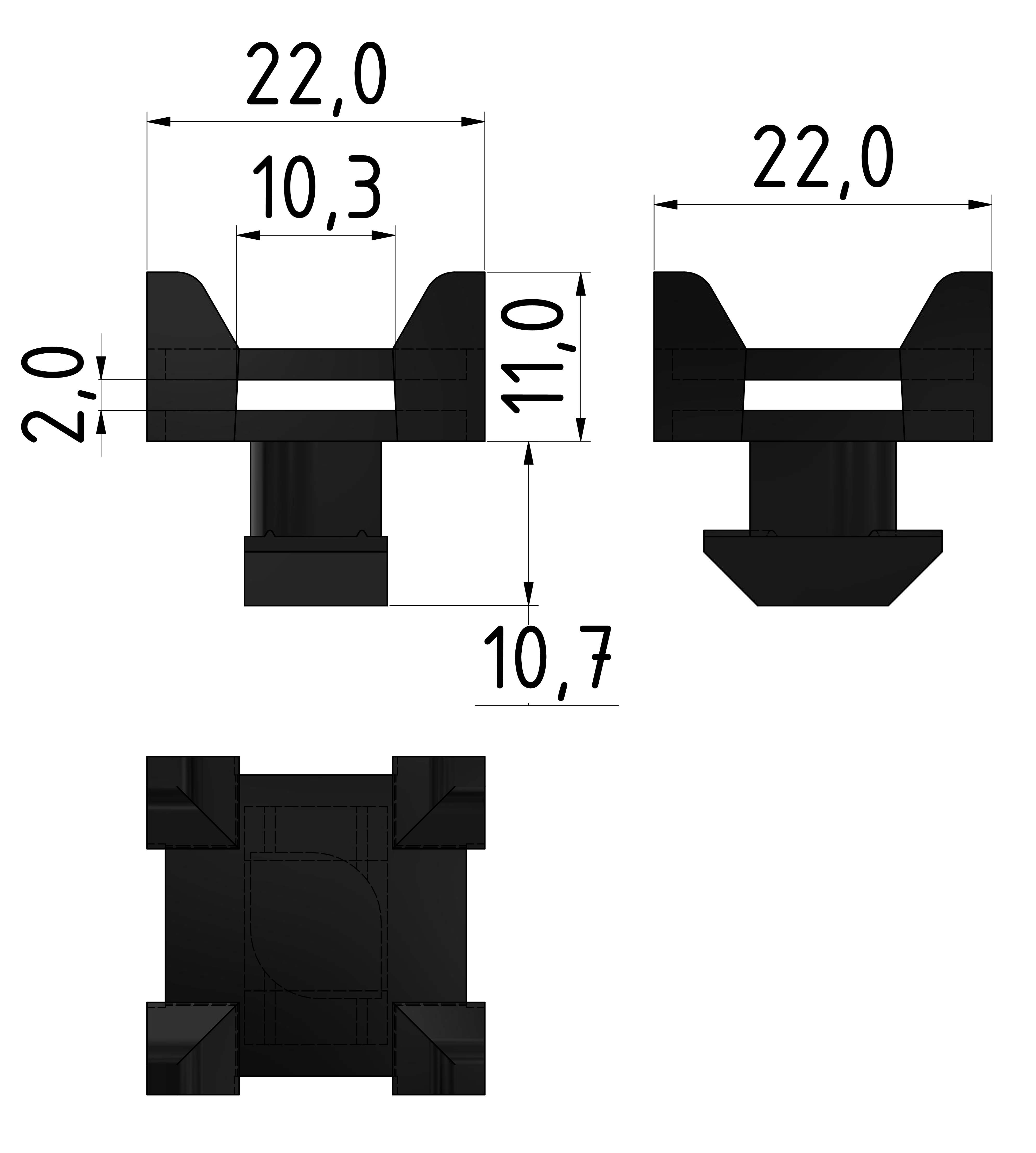 Kreuz Kabelbinderblock PA schwarz-10