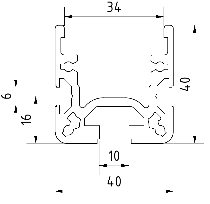 Castor Rail 40x40 B, natural - Alu
