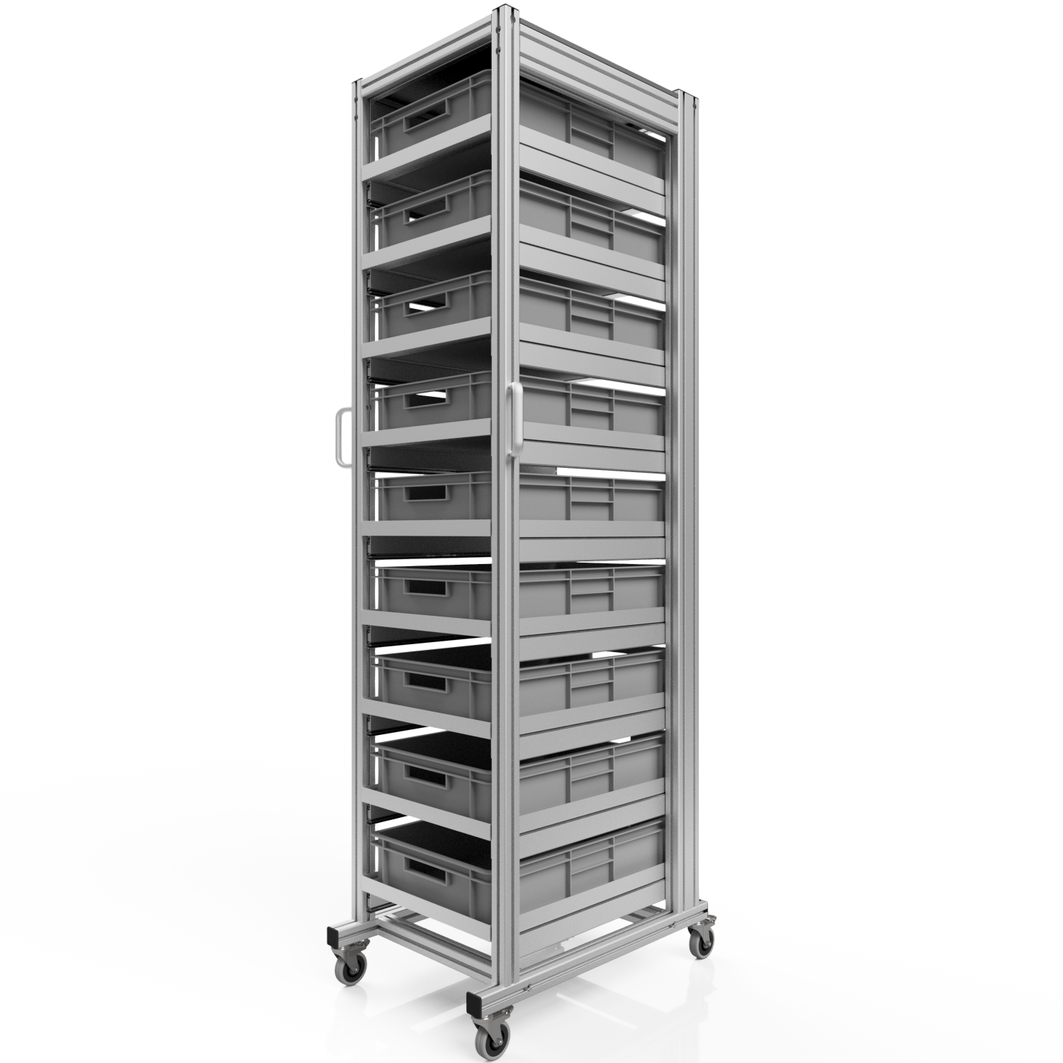 Systemwagen mit  Eurobehälter 60x40 H 200 cm