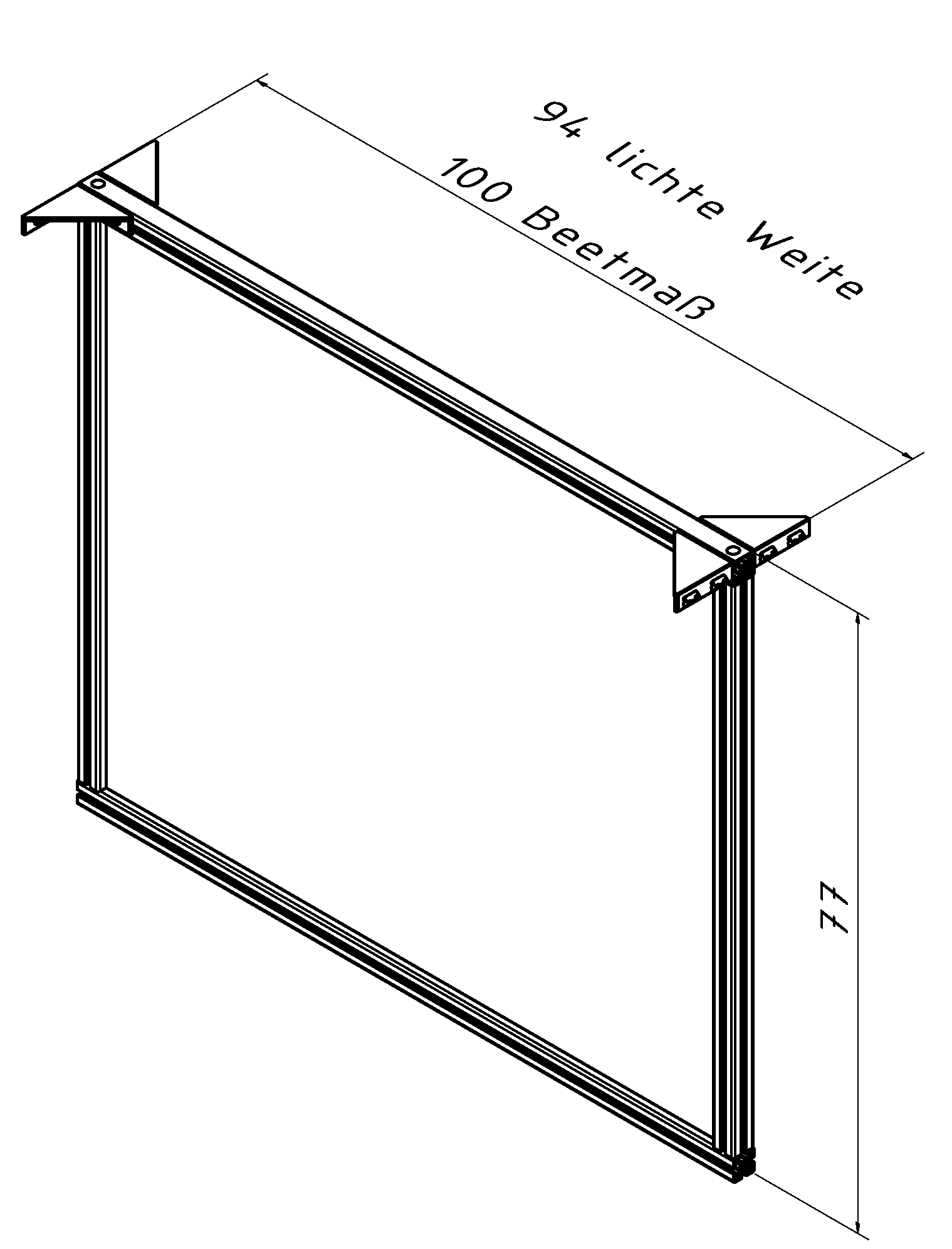 Partition wall aluline 100 cm