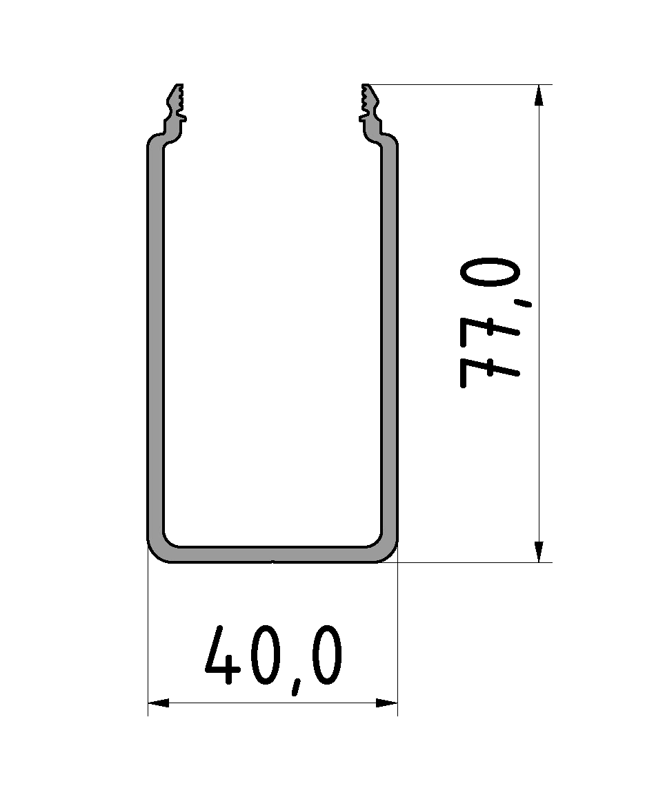 Kanalprofil U 40x80 D40 E, natur