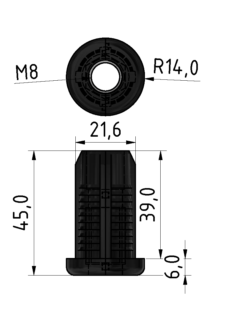 Threaded Sleeve M8 Set D28