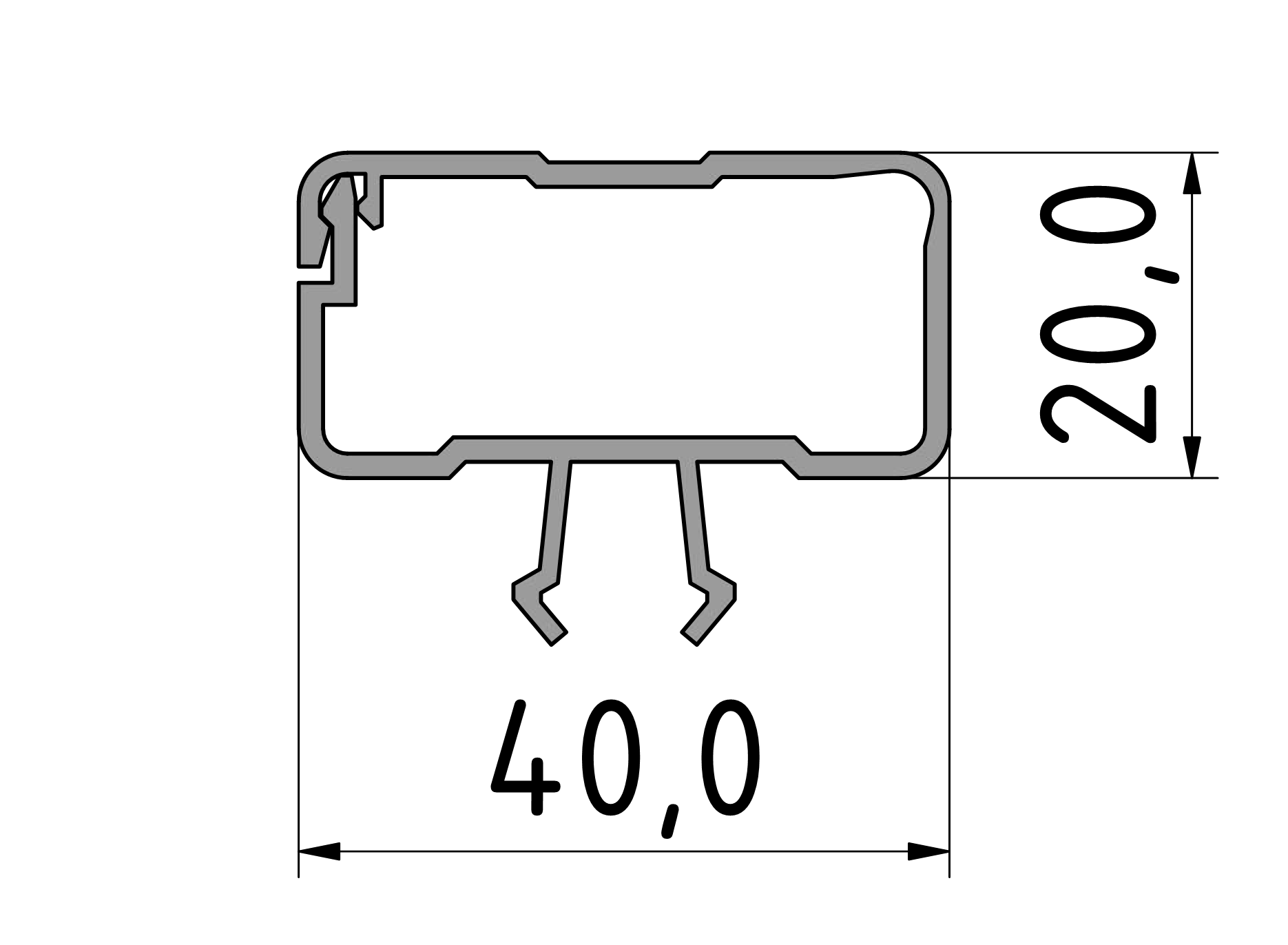 Cable duct 40x20 PVC grey