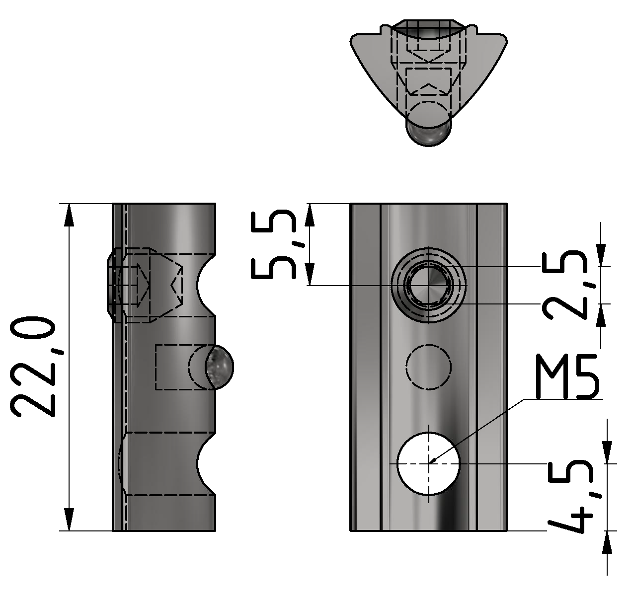 T-Slot Nut F 6 St M5, bright zinc-plated