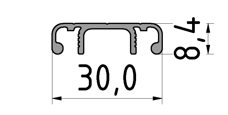 Deckelprofill D 30 E, natur