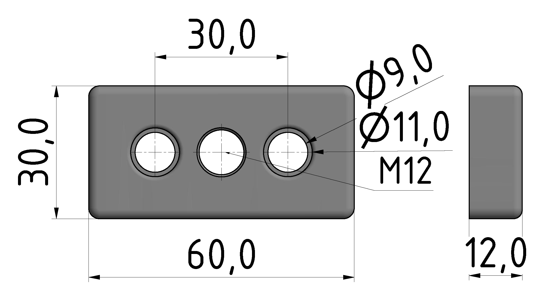 Fußplatte 30x60 M12, natur-8