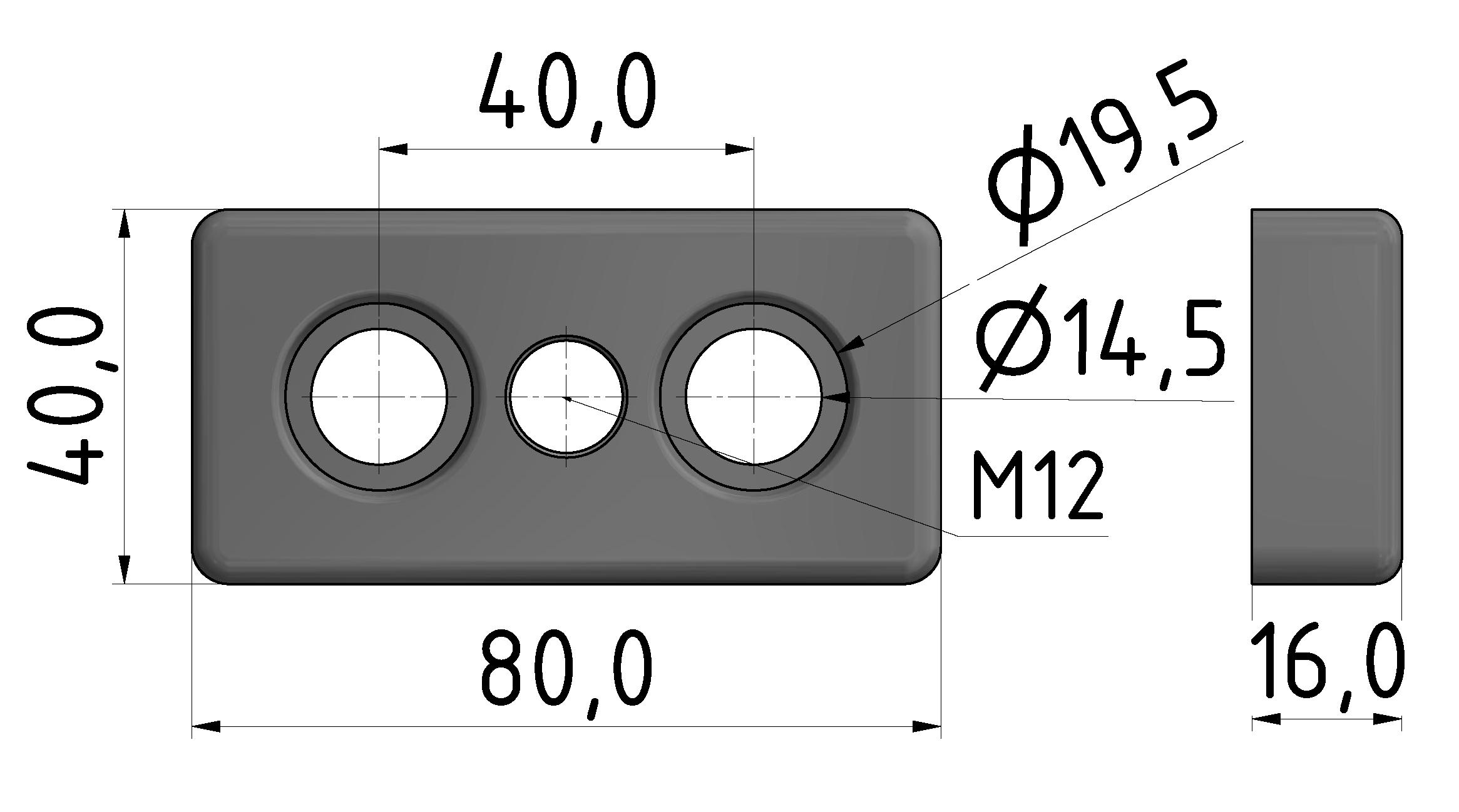 Fußplatte 40x80 M12, natur-10