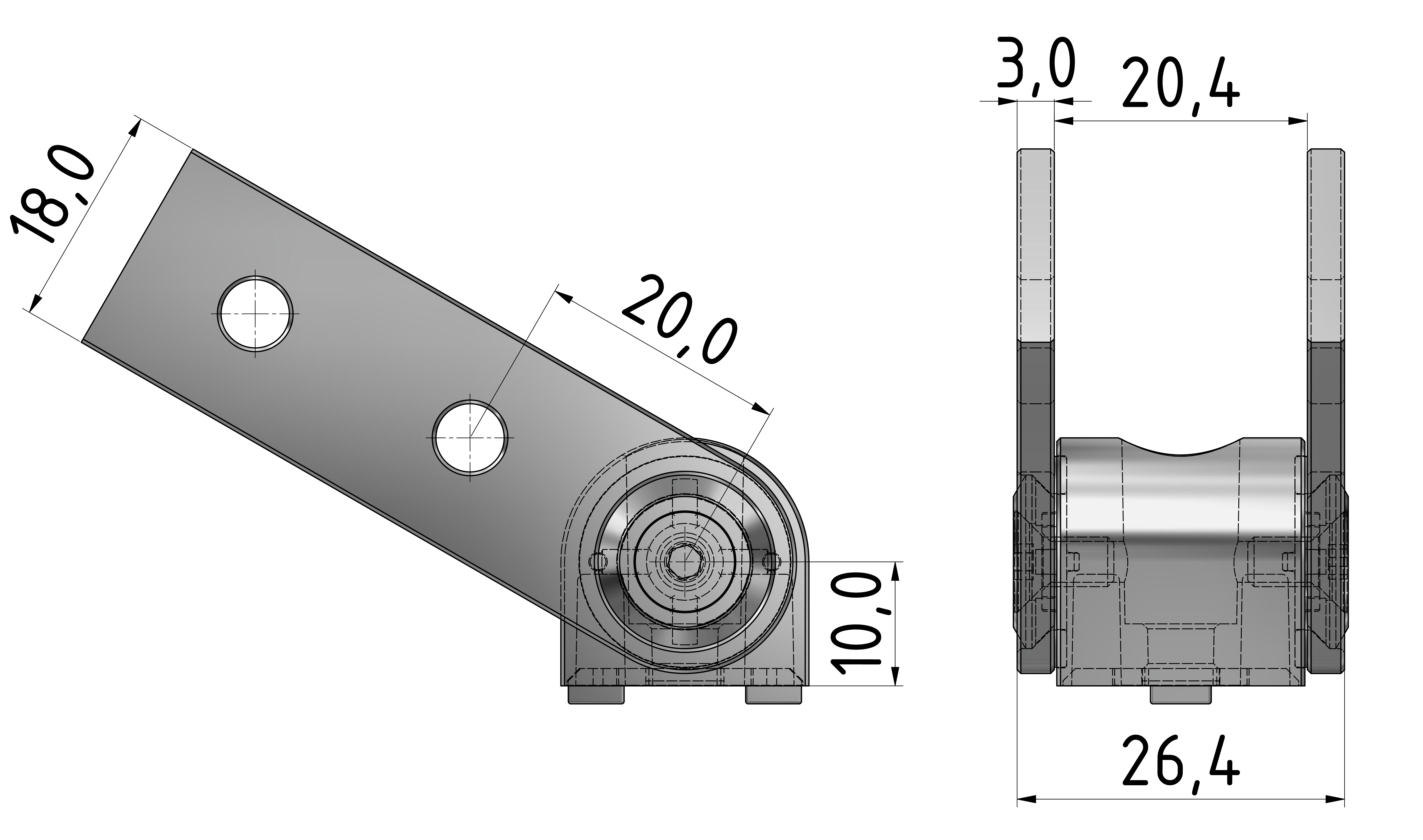 Gelenk 20 mit Klemmhebel, weißaluminium-6