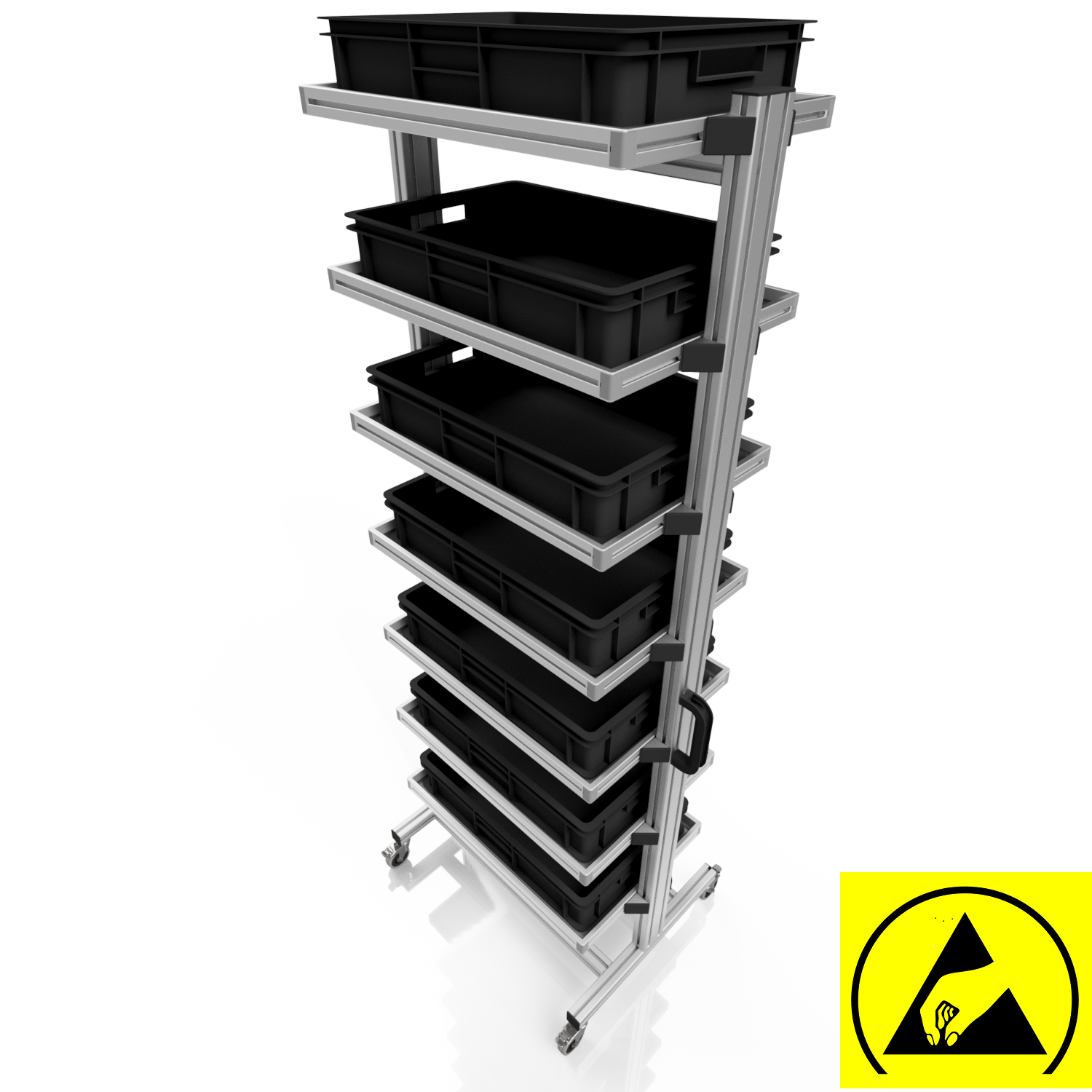 ESD Systemwagen für Eurobehälter 60 x 40 H 200 cm ohne Auszug