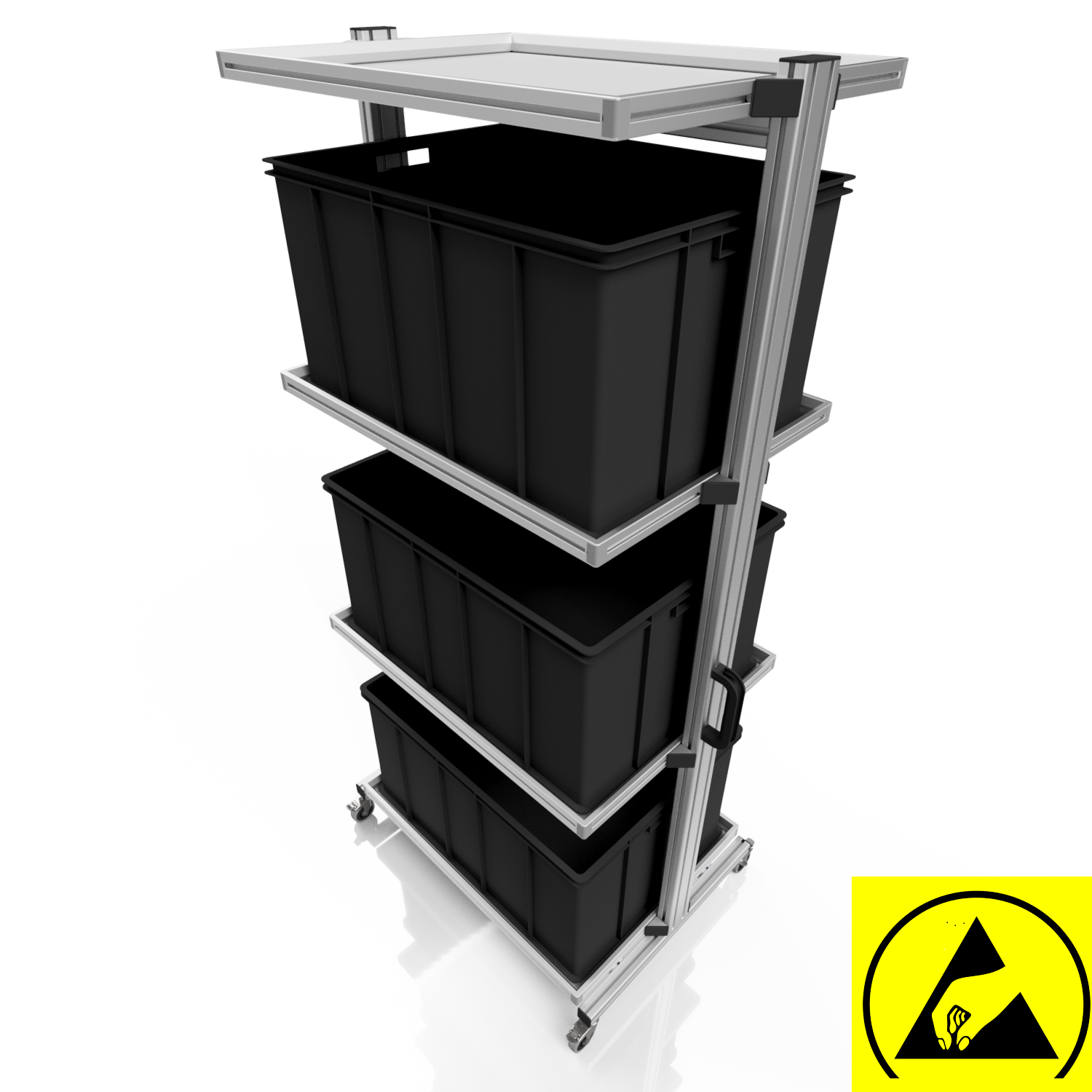 ESD system trolley for Euro containers 80 x 60 H 200 cm without pull-out