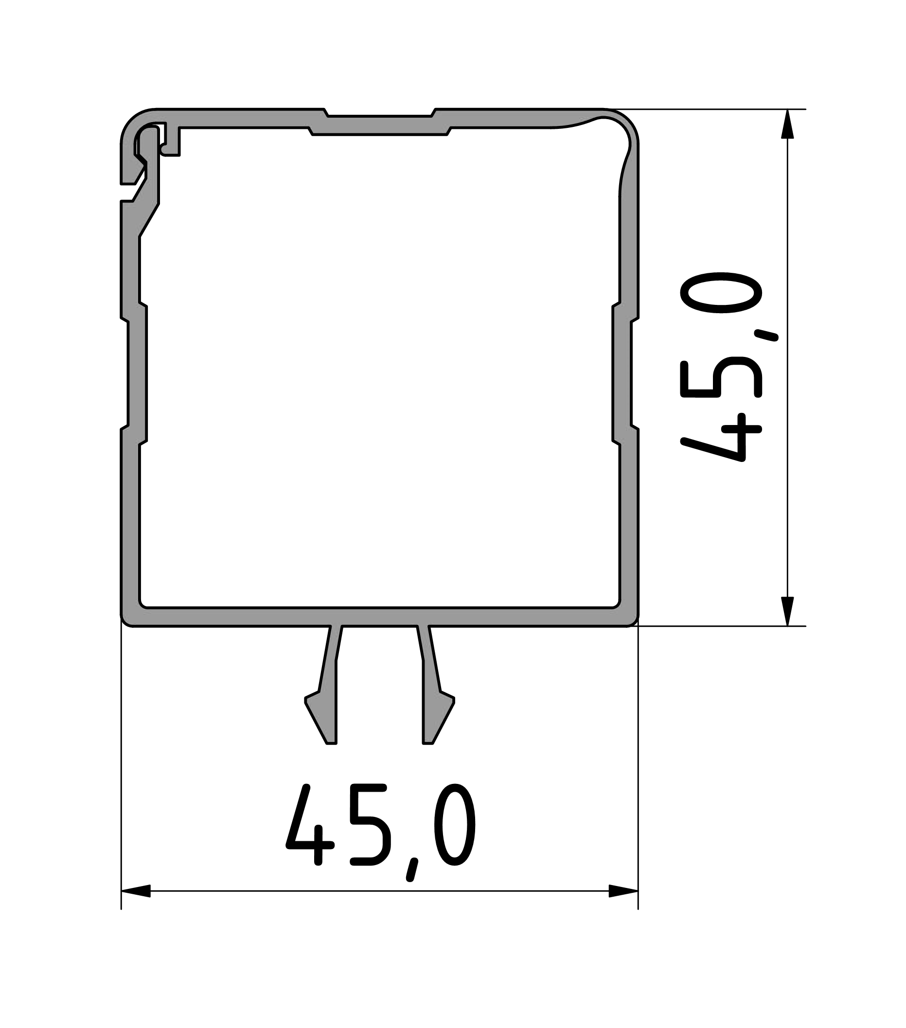 Kabelkanal 45x45 PVC grau