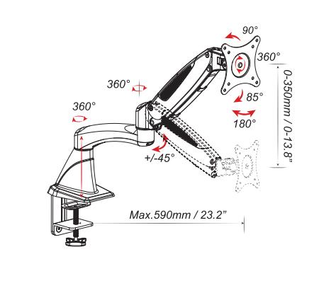 Monitor Arm, height-adjustable 3MT