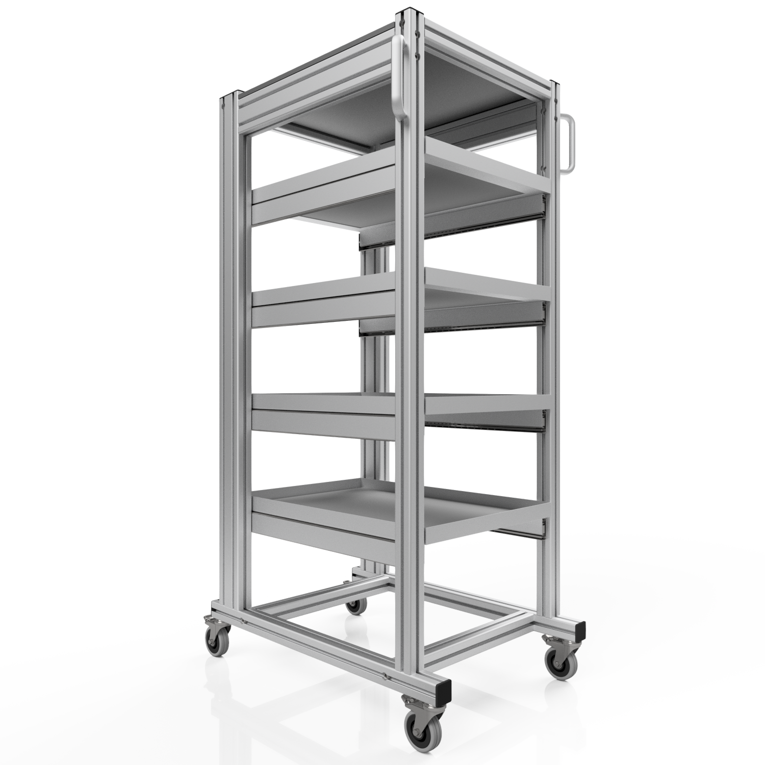 Systemwagen mit Eurobehälter 60x40 H 134 cm