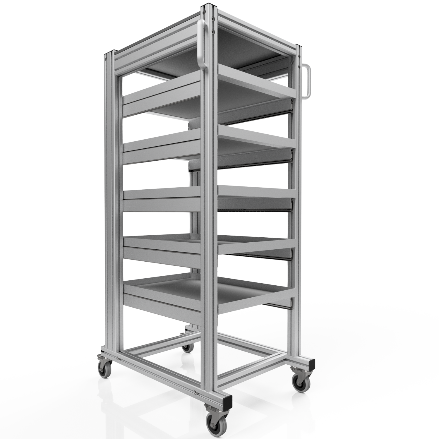 Systemwagen mit Eurobehälter 60x40 H 134 cm