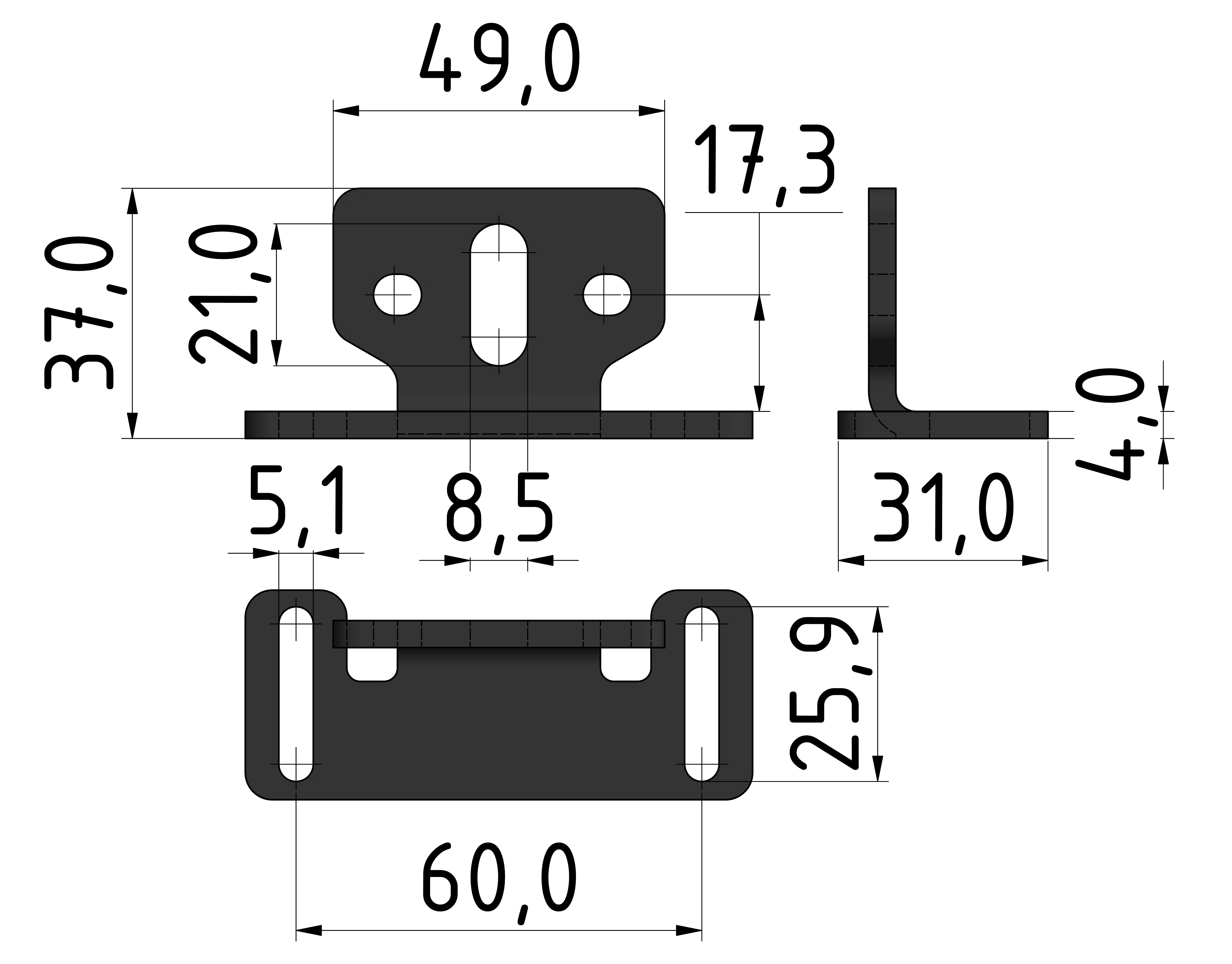 Catch Mounting Bracket, black-6/8/10