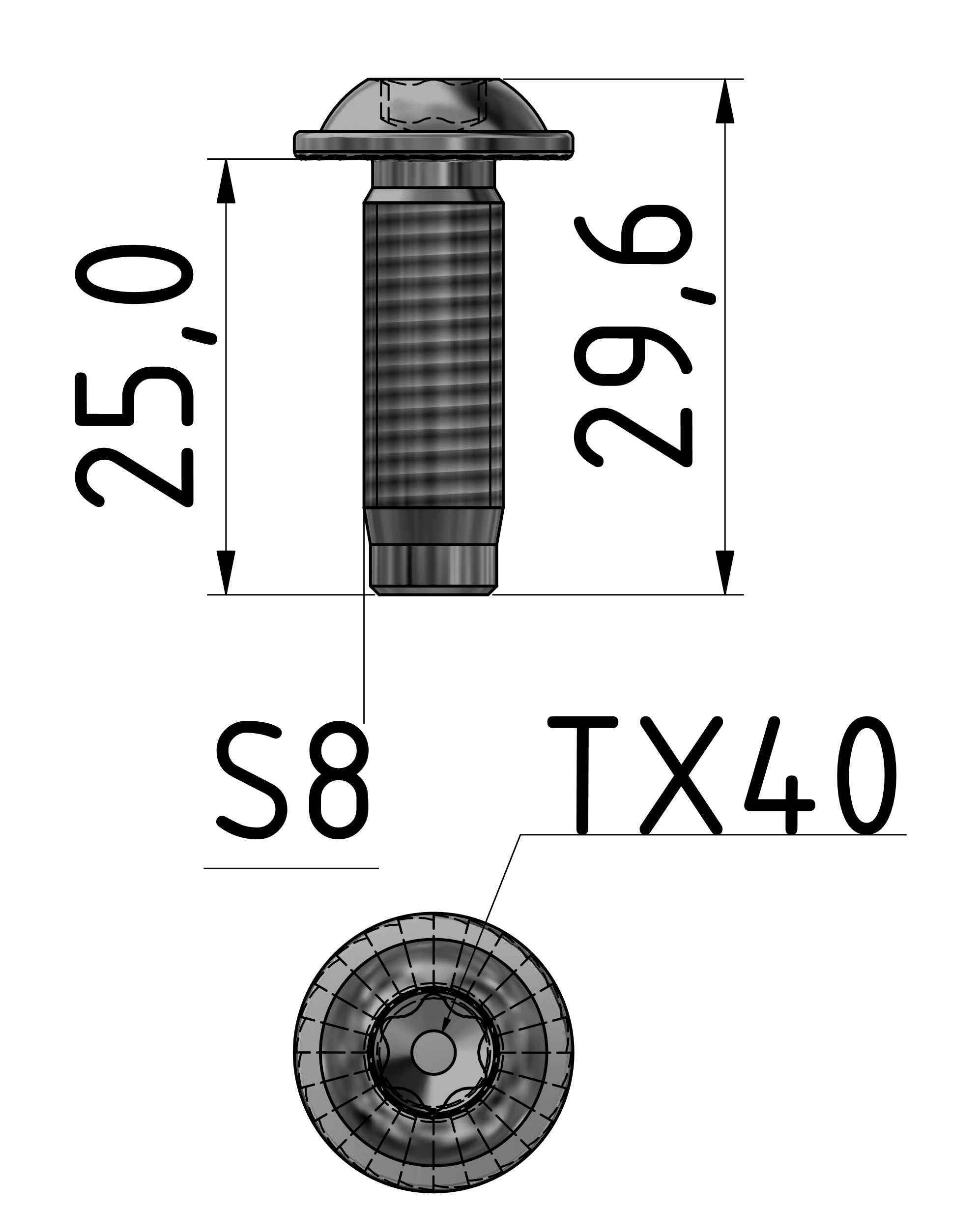 Zentralschraube TX40SF8x25, verzinkt-8