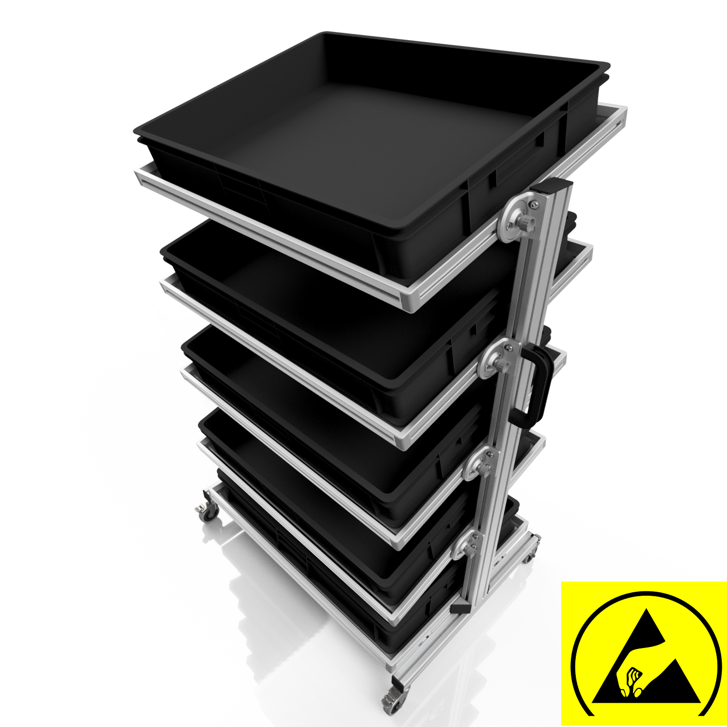 ESD Systemwagen für Eurobehälter 80 x 60 H 134 cm neigbar