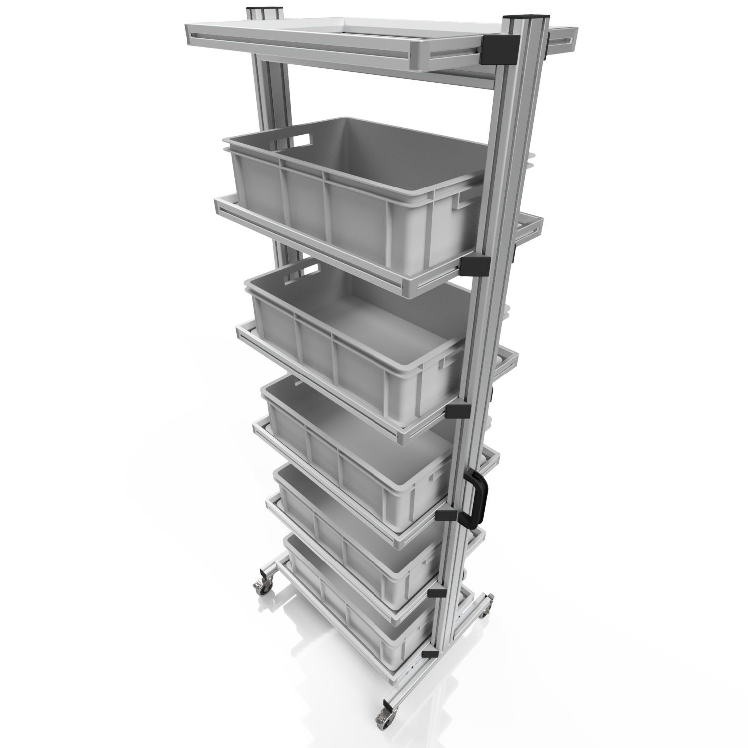 Systemwagen für Eurobehälter 60 x 40 H 200 cm ohne Auszug 