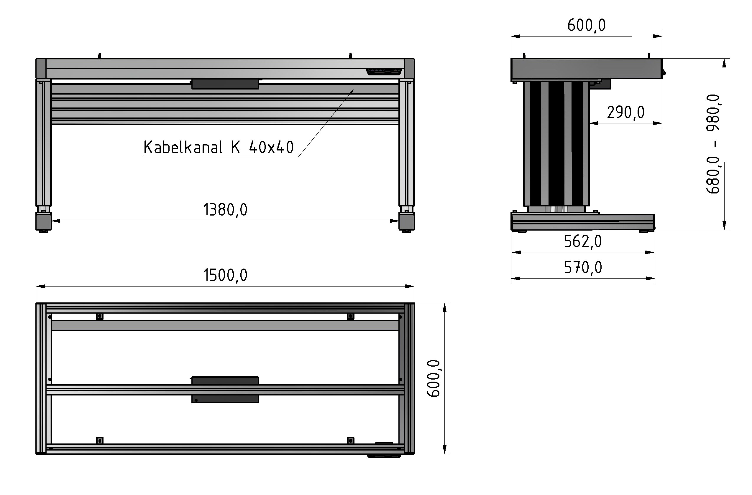 C Line ergo table frame