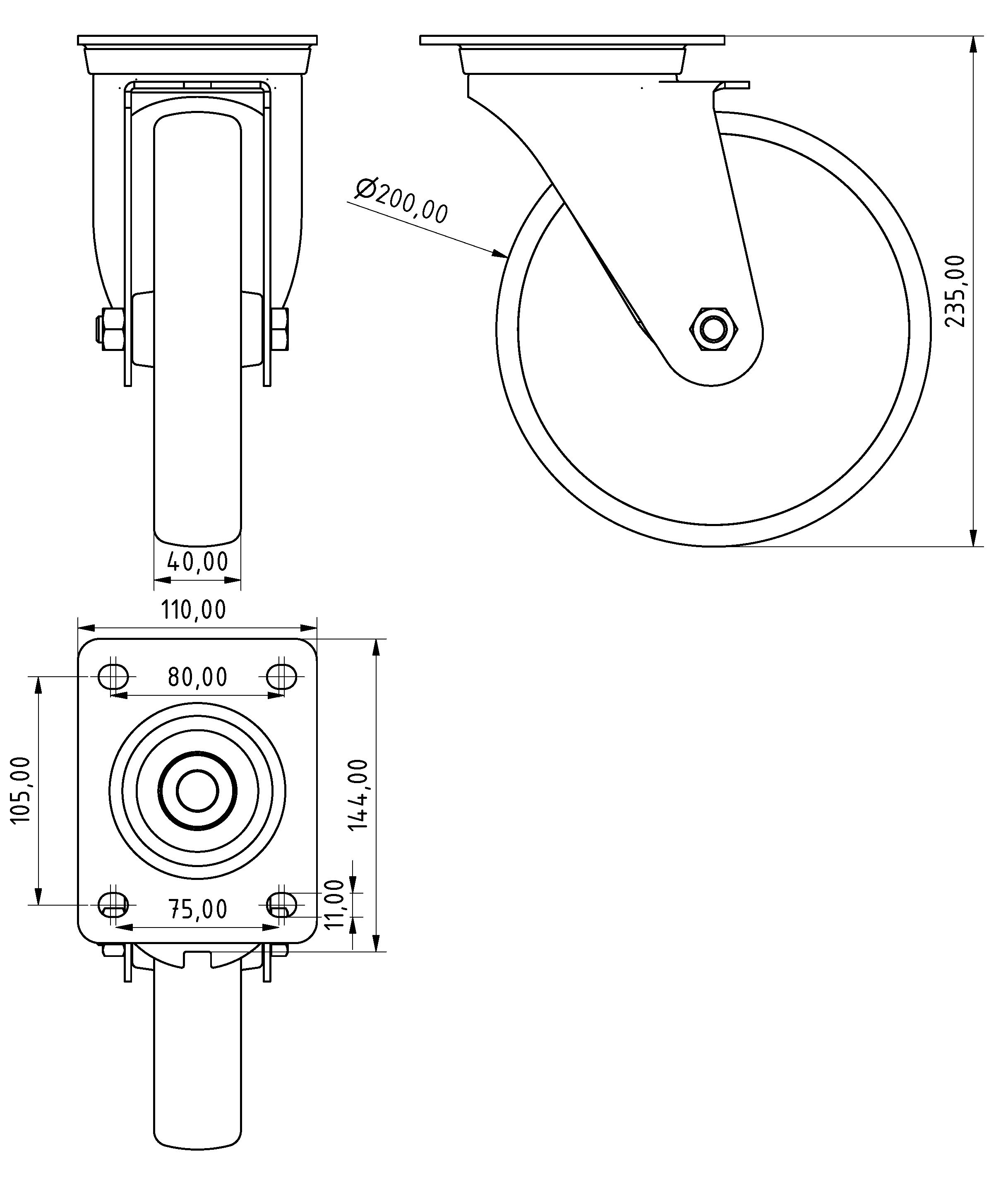 Lenkrolle D200 140x110 Lenkrolle D200 140x110