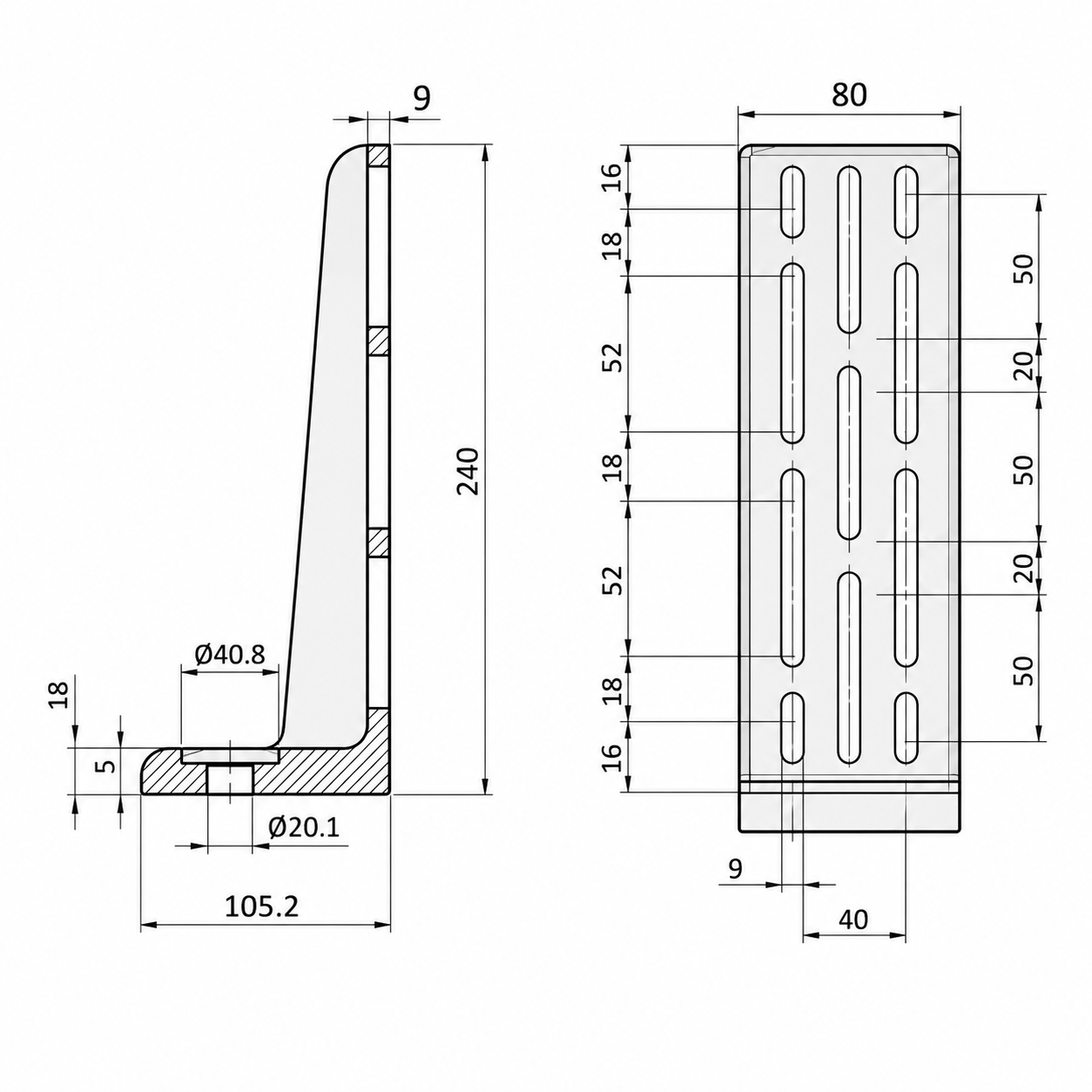 Zestaw narożników podłogowych 160x60x40 szt., kolor białego aluminium – 8 szt.