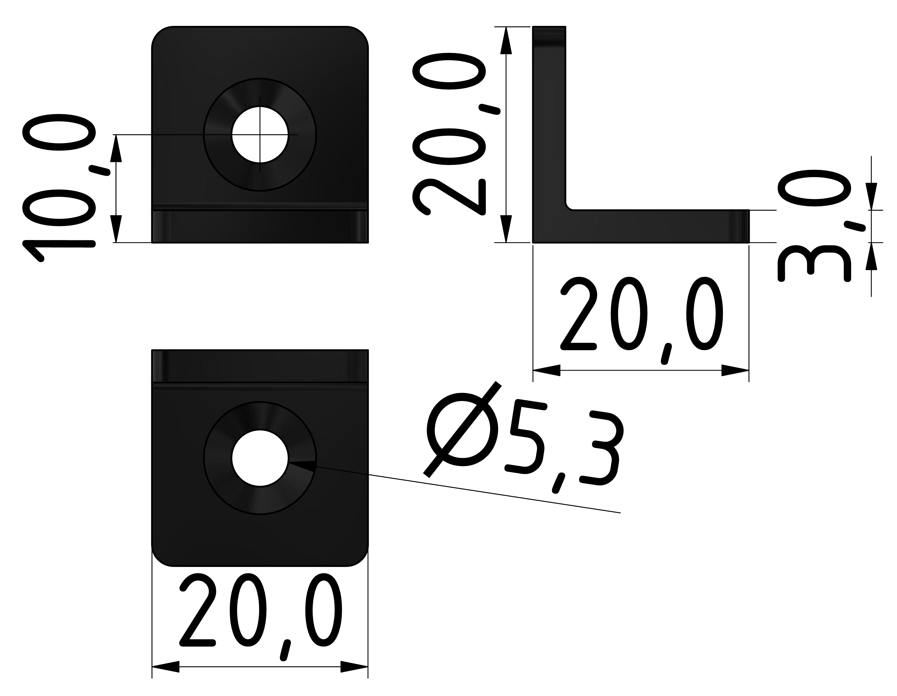 Angle Bracket 20 ST, black-6 Angle Bracket 20 ST, black-6
