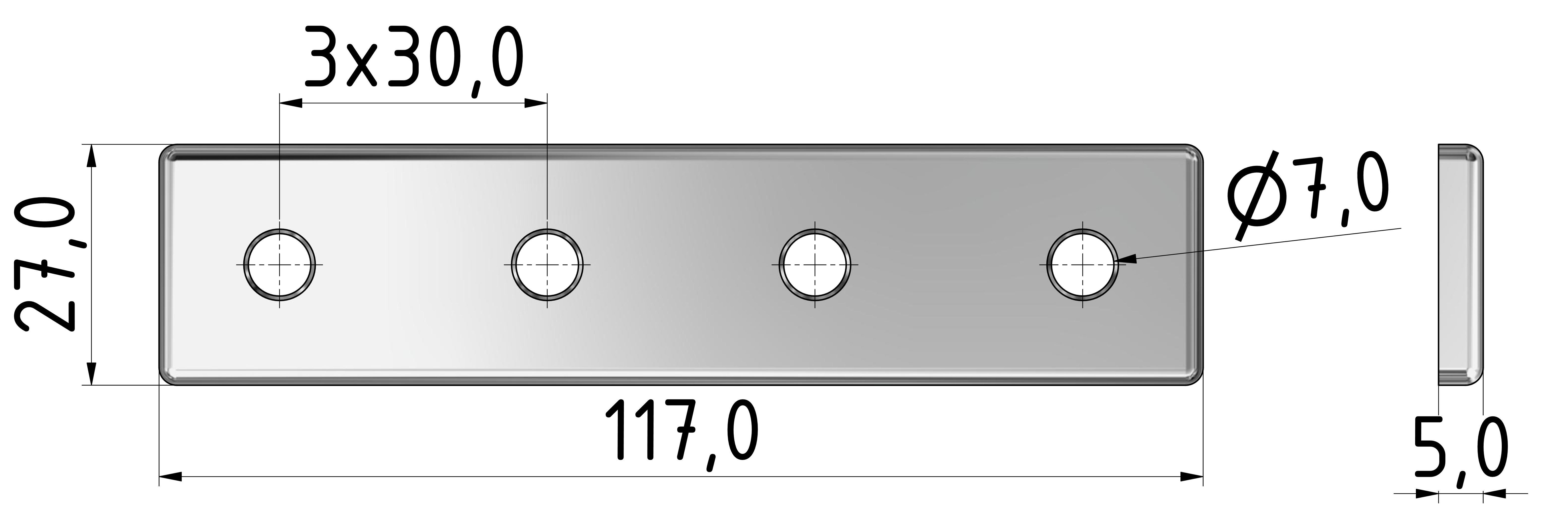 Verbinderplatte 30x120, eloxiert-8
