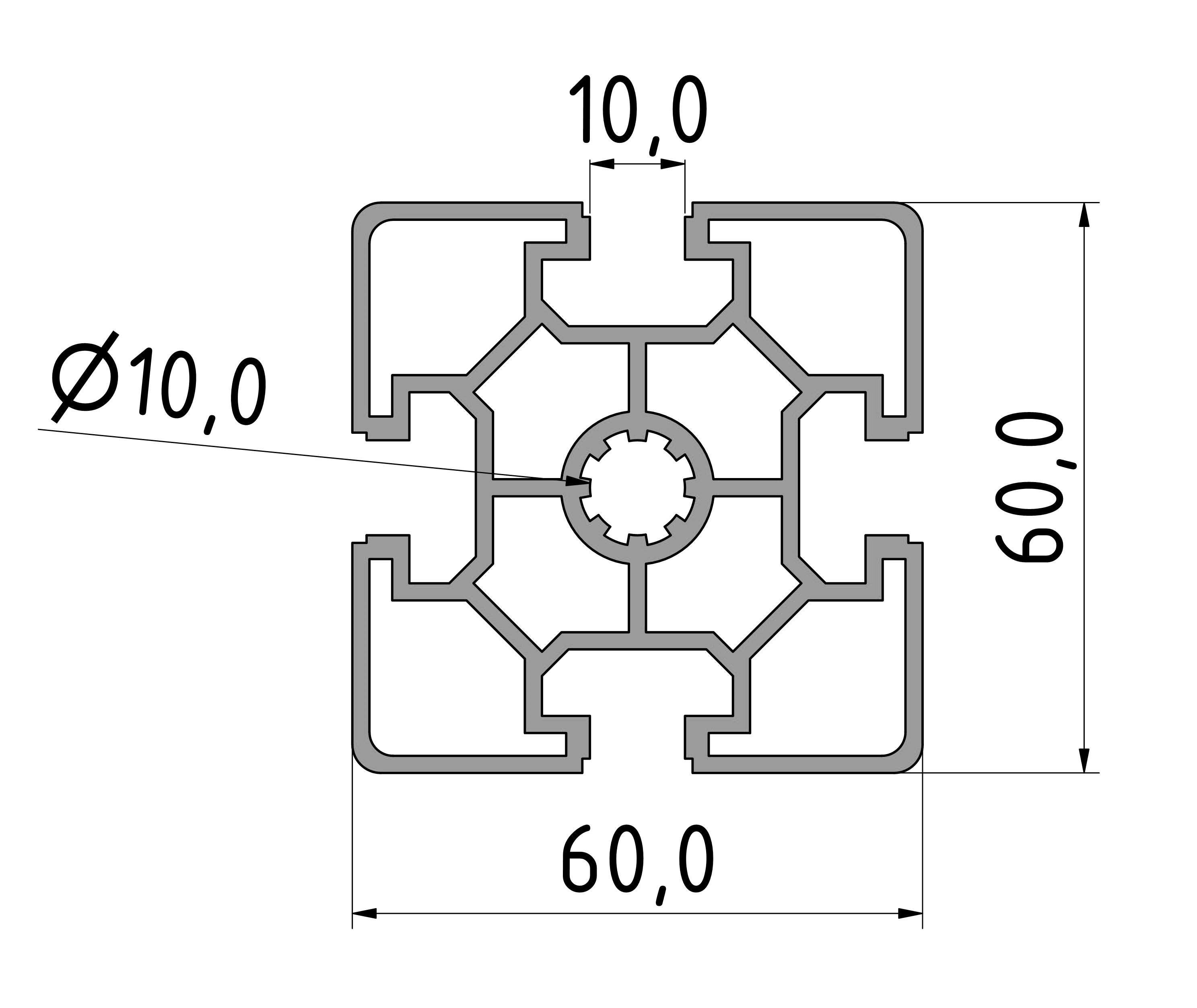 Strebenprofil 60x60L Strebenprofil 60x60L