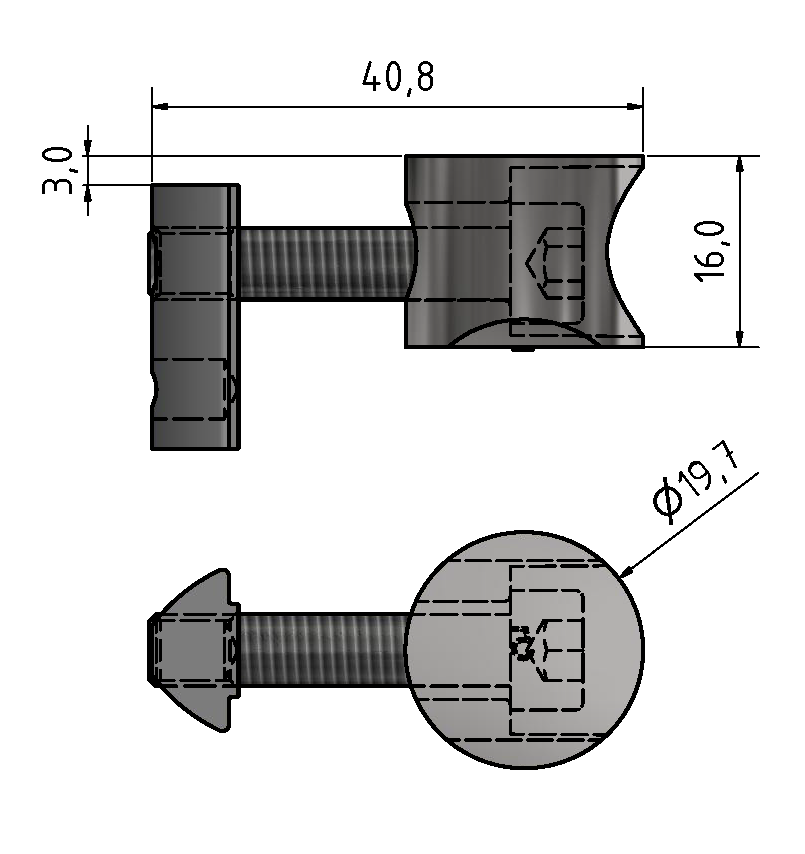 Universal-Fastening Set flush 8, bright zinc-plated
