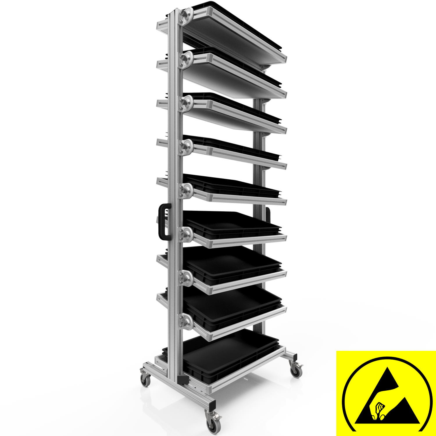 ESD Systemwagen für Eurobehälter 60 x 40 H 200 cm neigbar