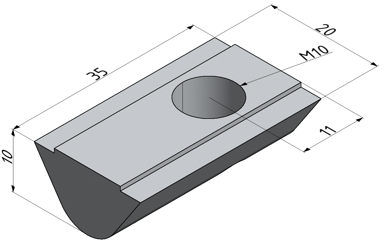 T-Slot Nut 12 St M10, bright zinc-plated