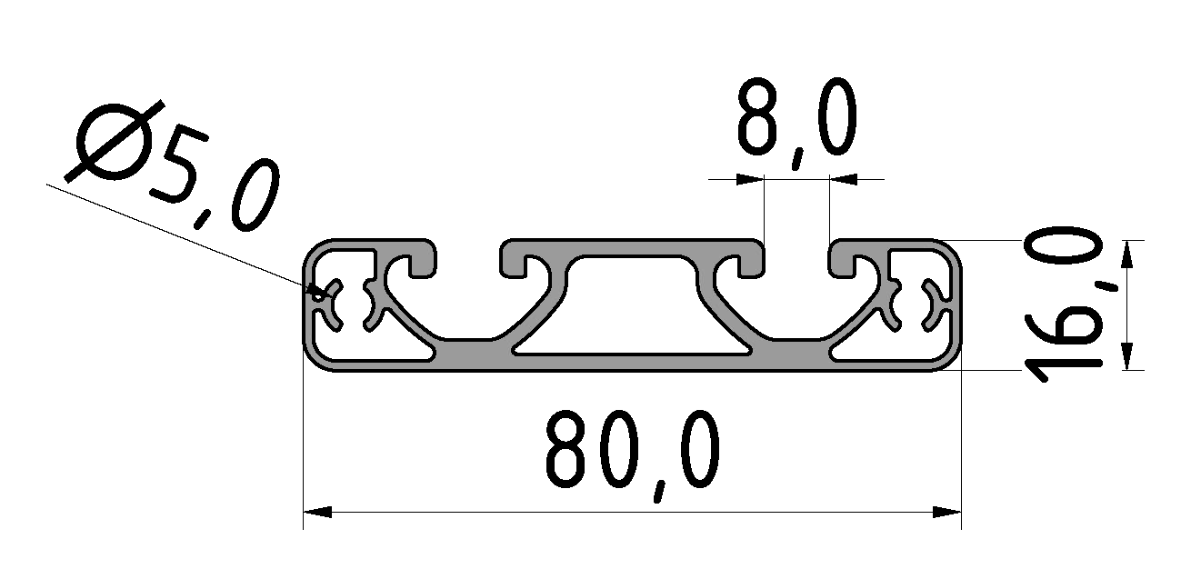 Profil 8 80x16 E, natur Profil 8 80x16 E, natur