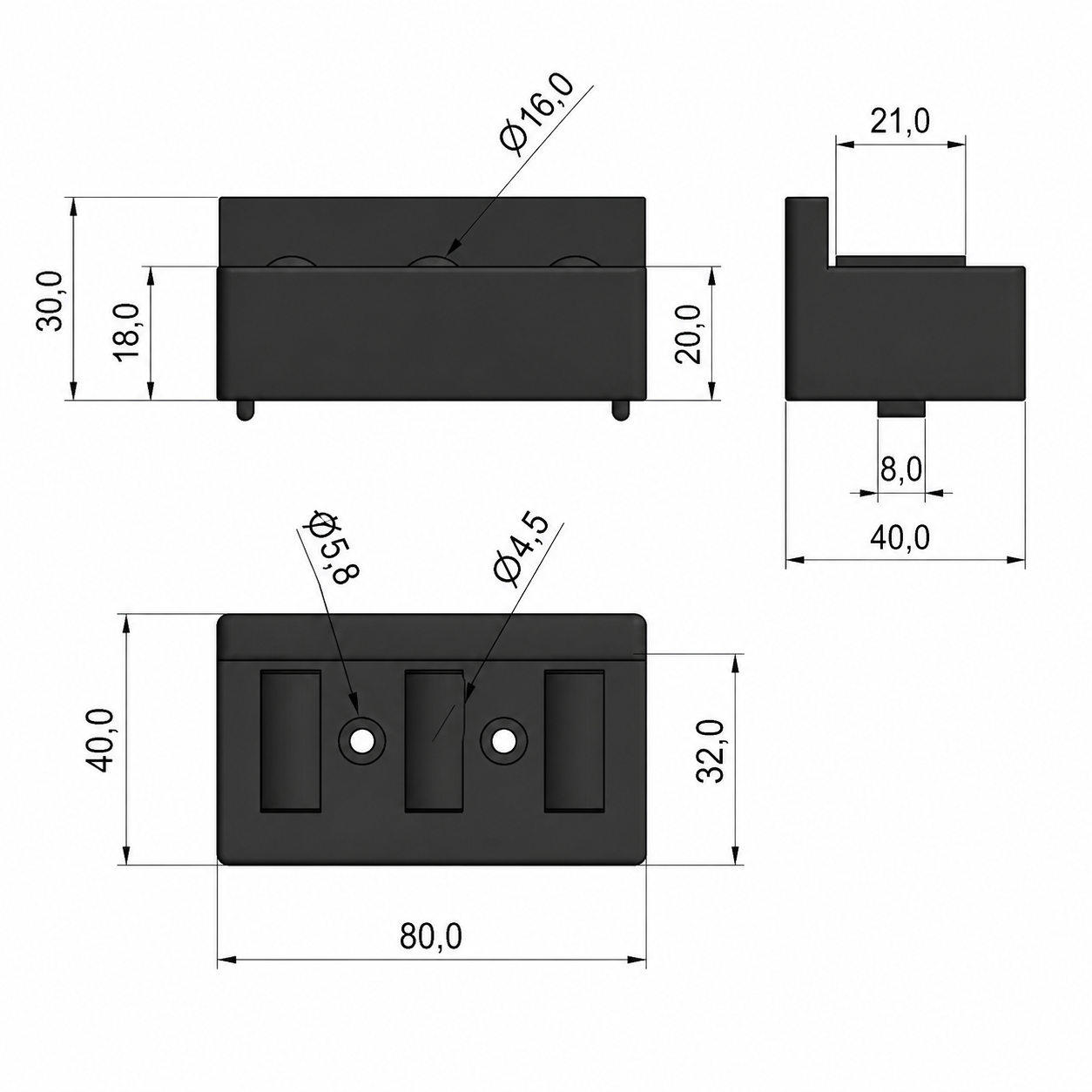 Rollenelement 80 mit Bordkante, schwarz - 10