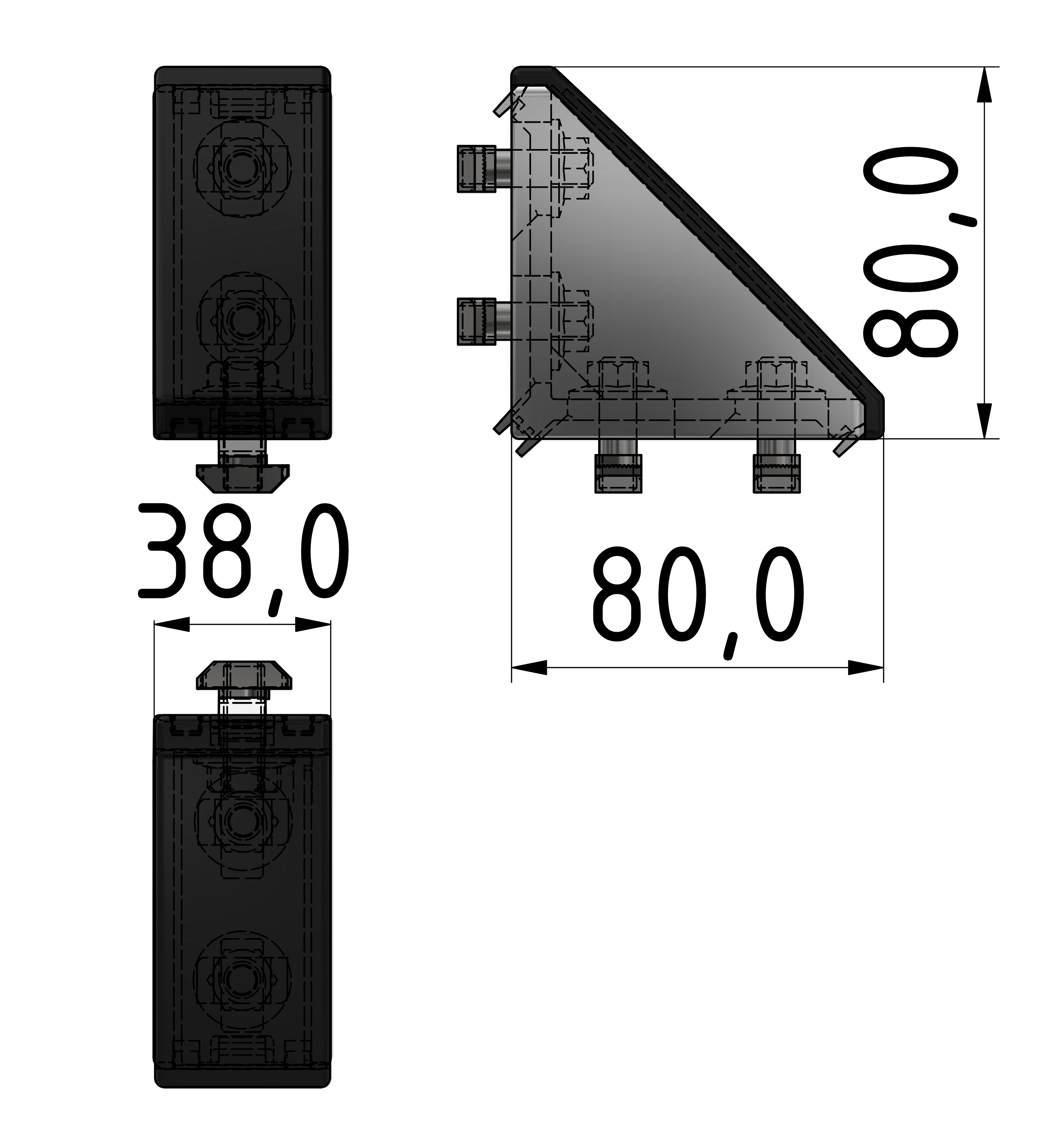 Winkelsatz 40x80, weißaluminium-10