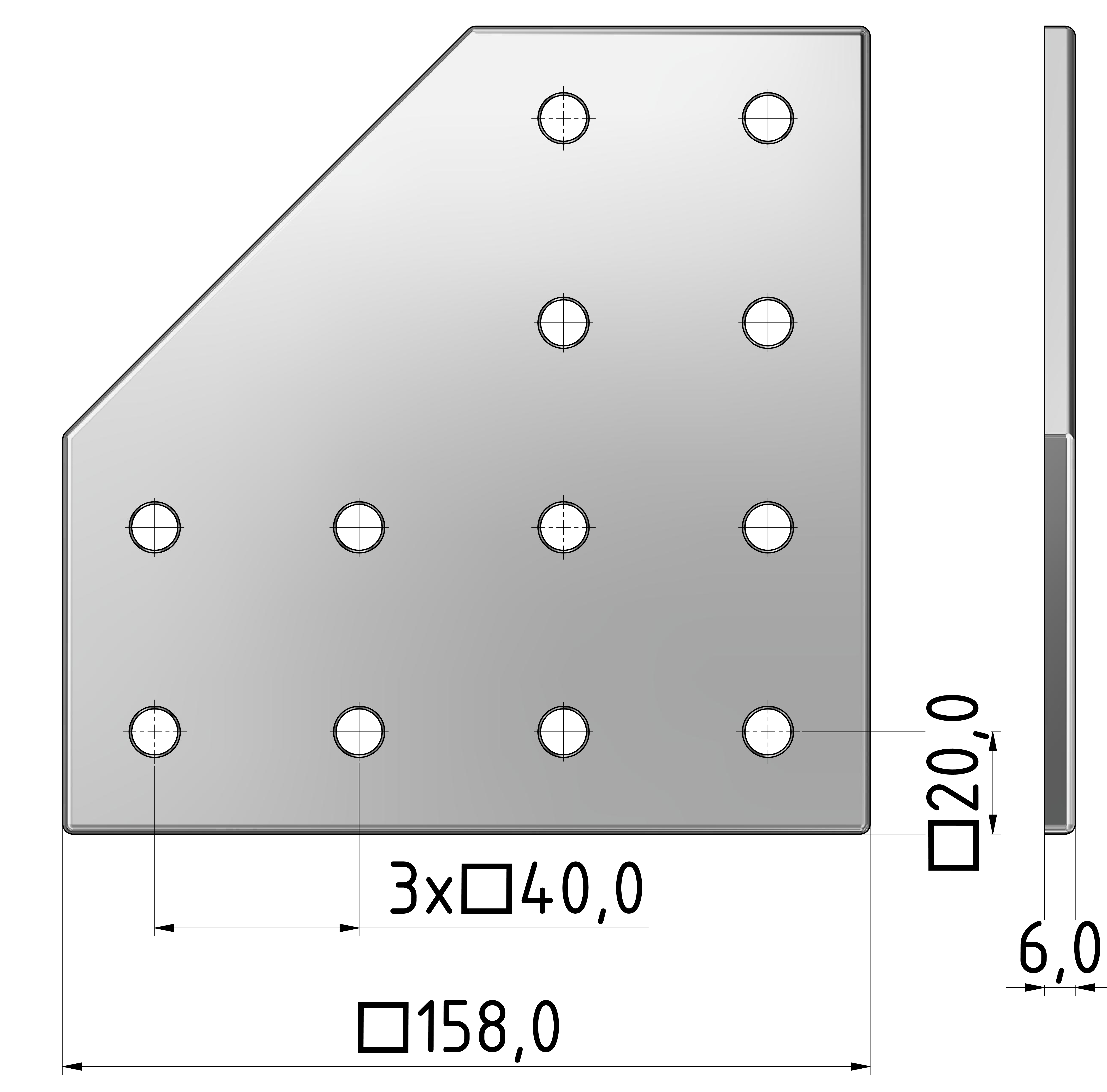 Verbinderplatte L 160x160, eloxiert-10