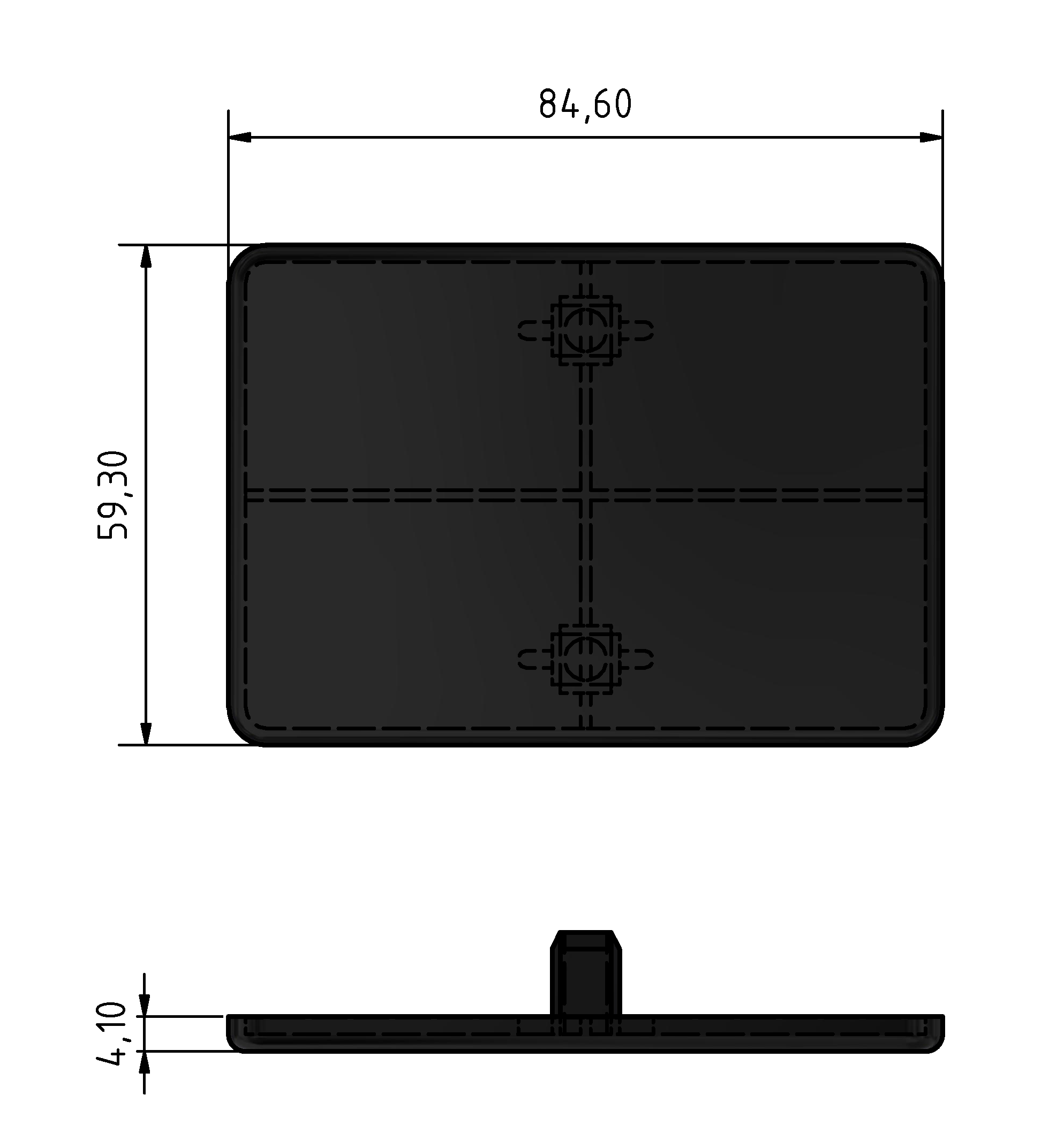 Winkel-Abdeckkappe 12 60x60, schwarz