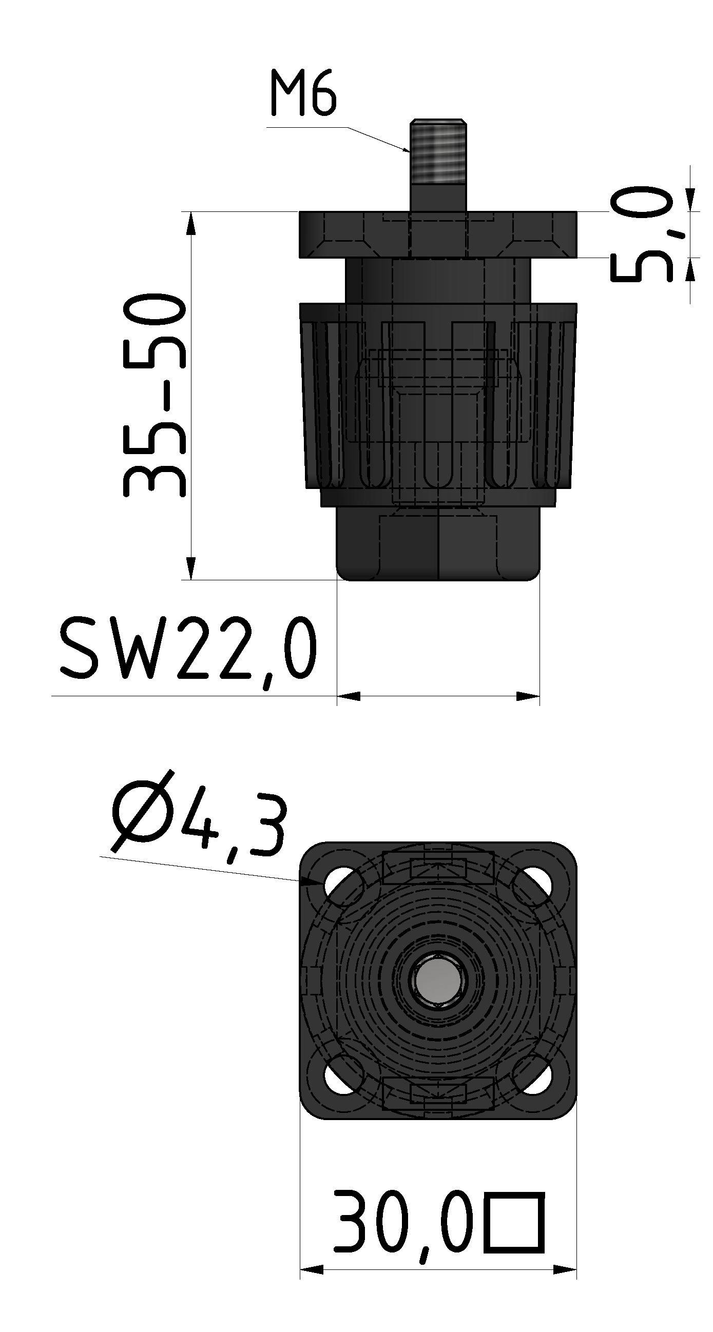 Stellfuß 6 PA