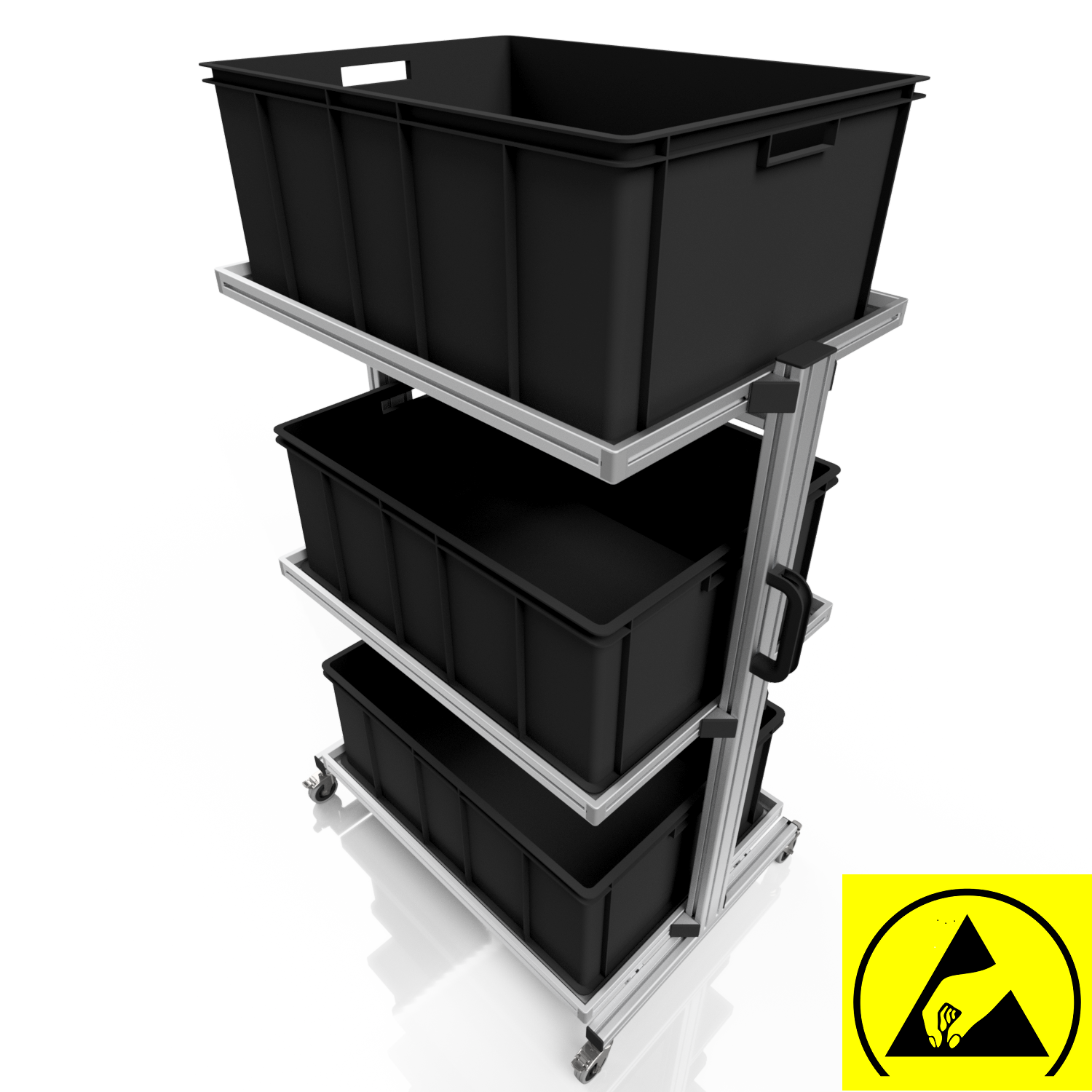 ESD system trolley for Euro containers 80 x 60 H 134 cm without pull-out