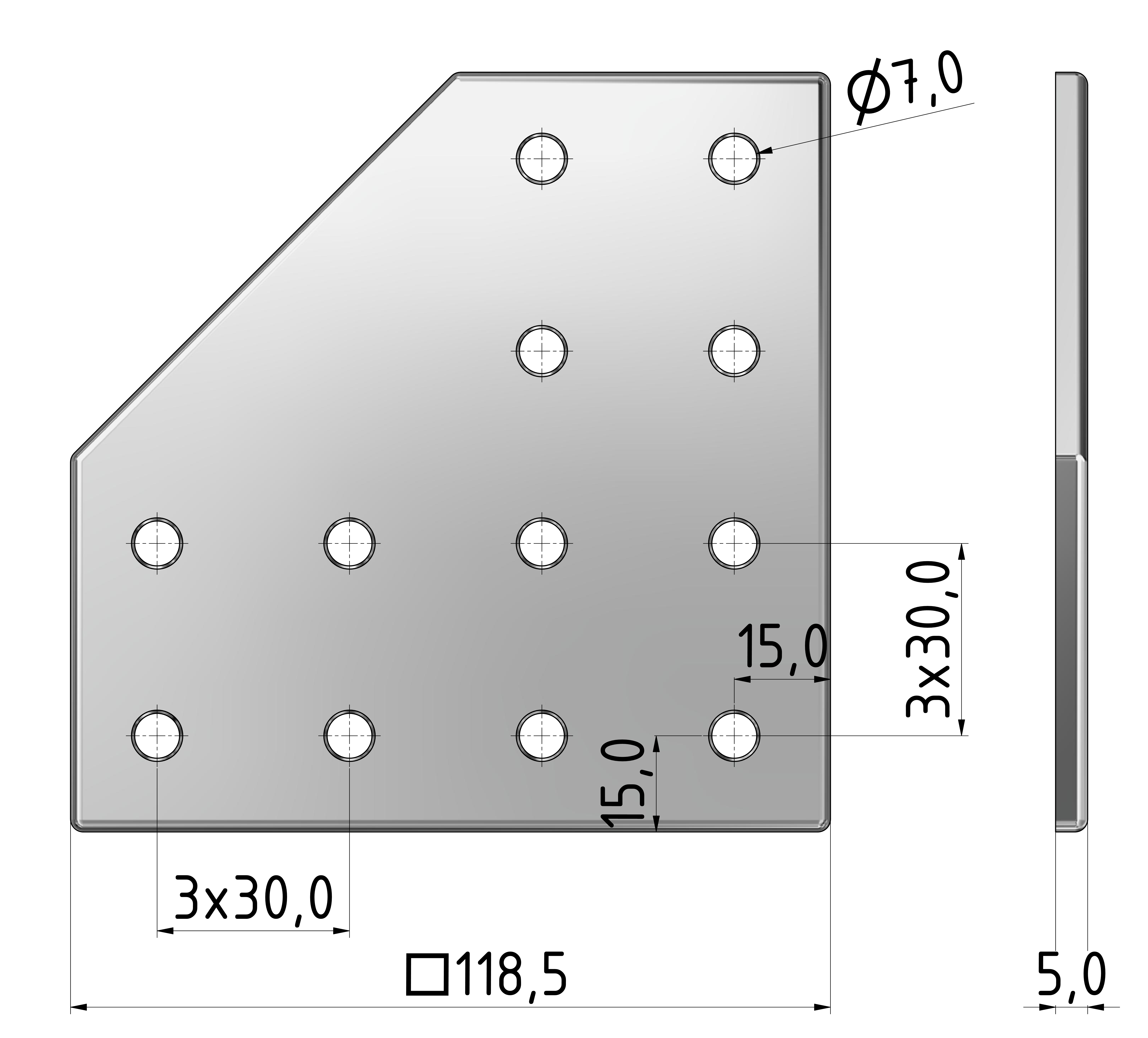 Verbinderplatte L 120x120, eloxiert-8