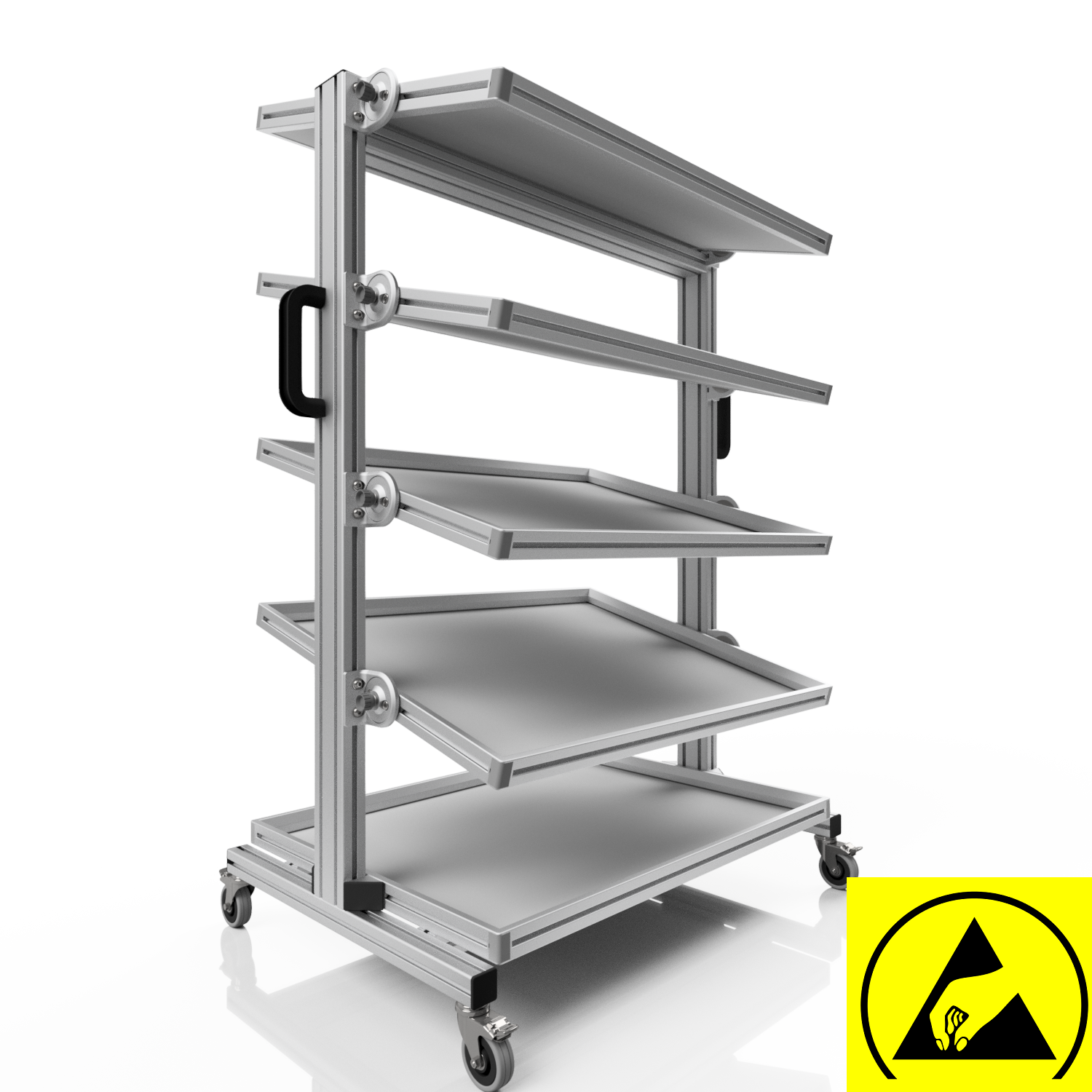 ESD Systemwagen für Eurobehälter 80 x 60 H 134 cm neigbar