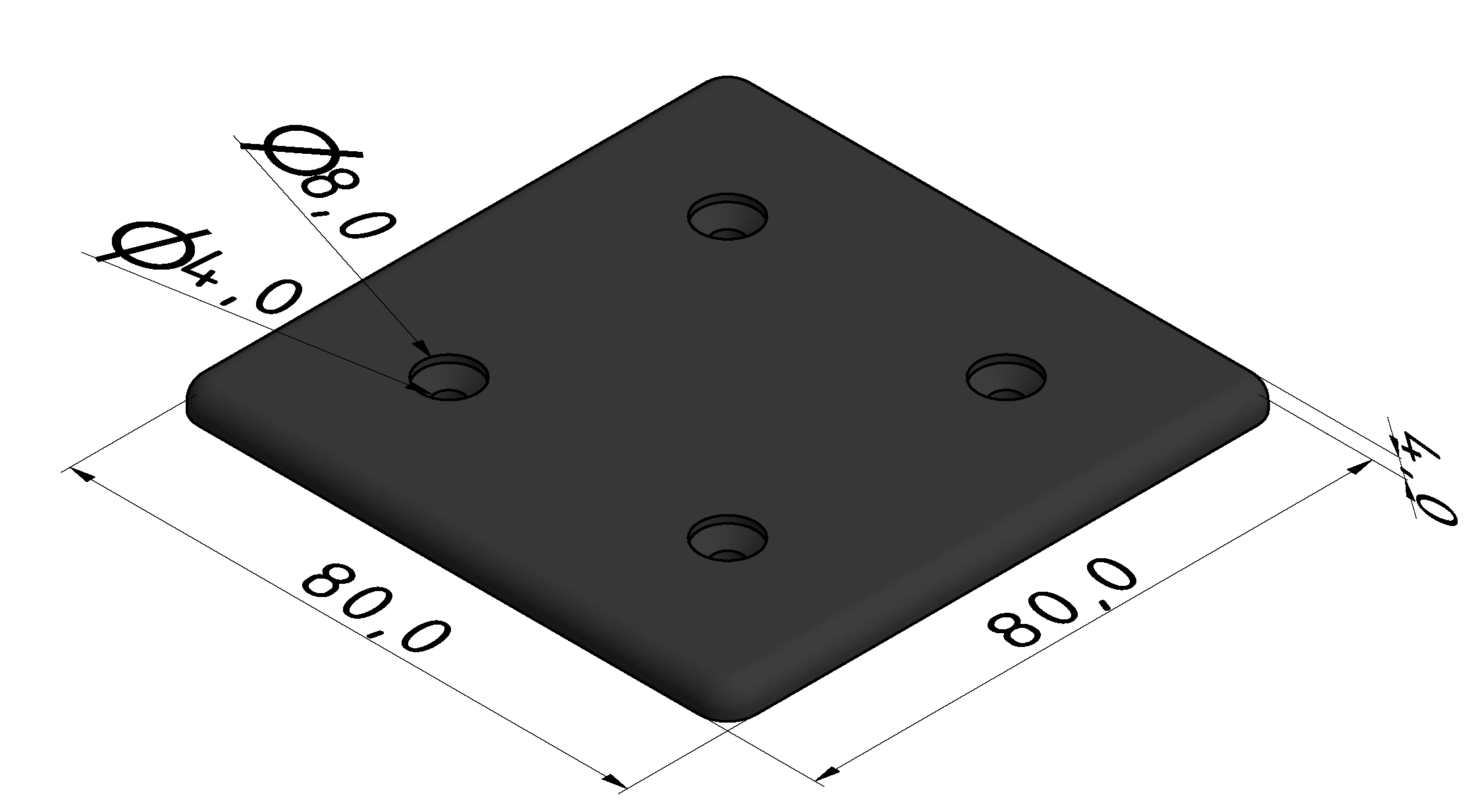 Abdeckkappe 8 80x80 VS, schwarz