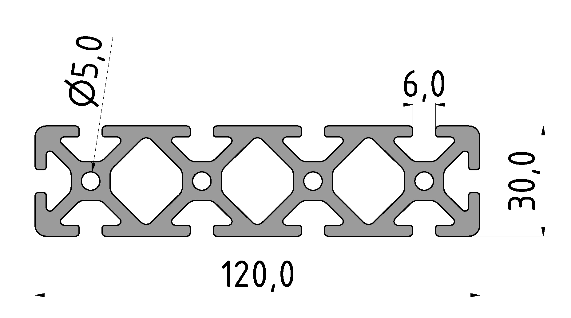 Profil 6 120x30, natur Profil 6 120x30, natur