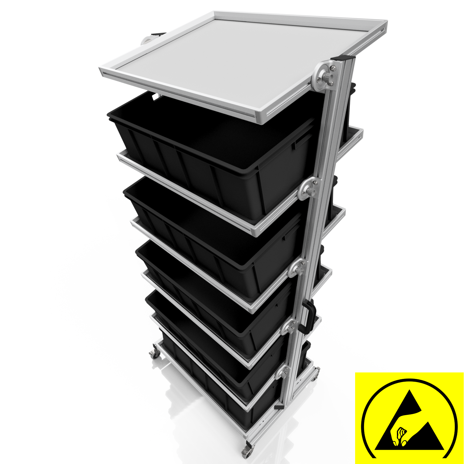 ESD system trolley for Euro containers 80 x 60 H 200 cm tiltable