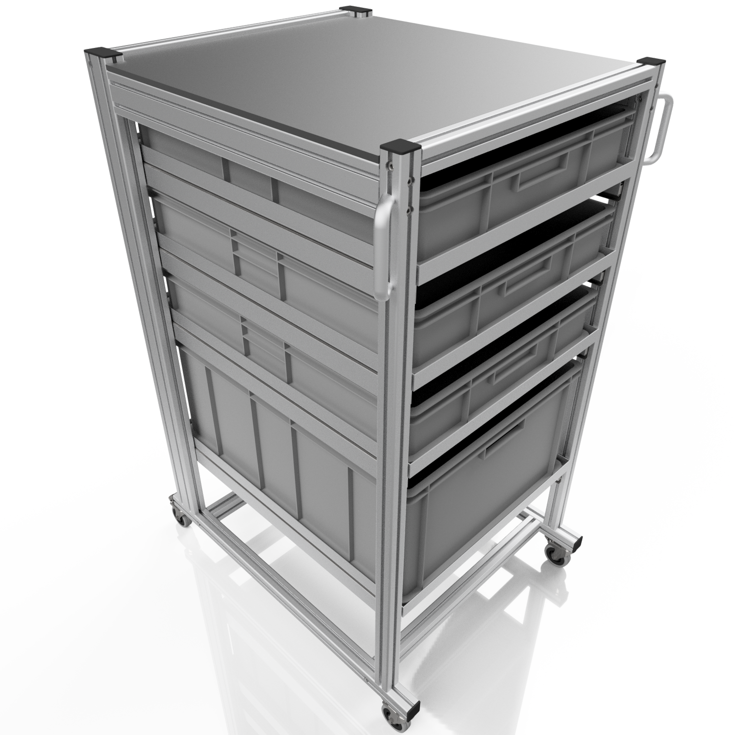 Systemwagen für Eurobehälter 80x60 H 134 cm 