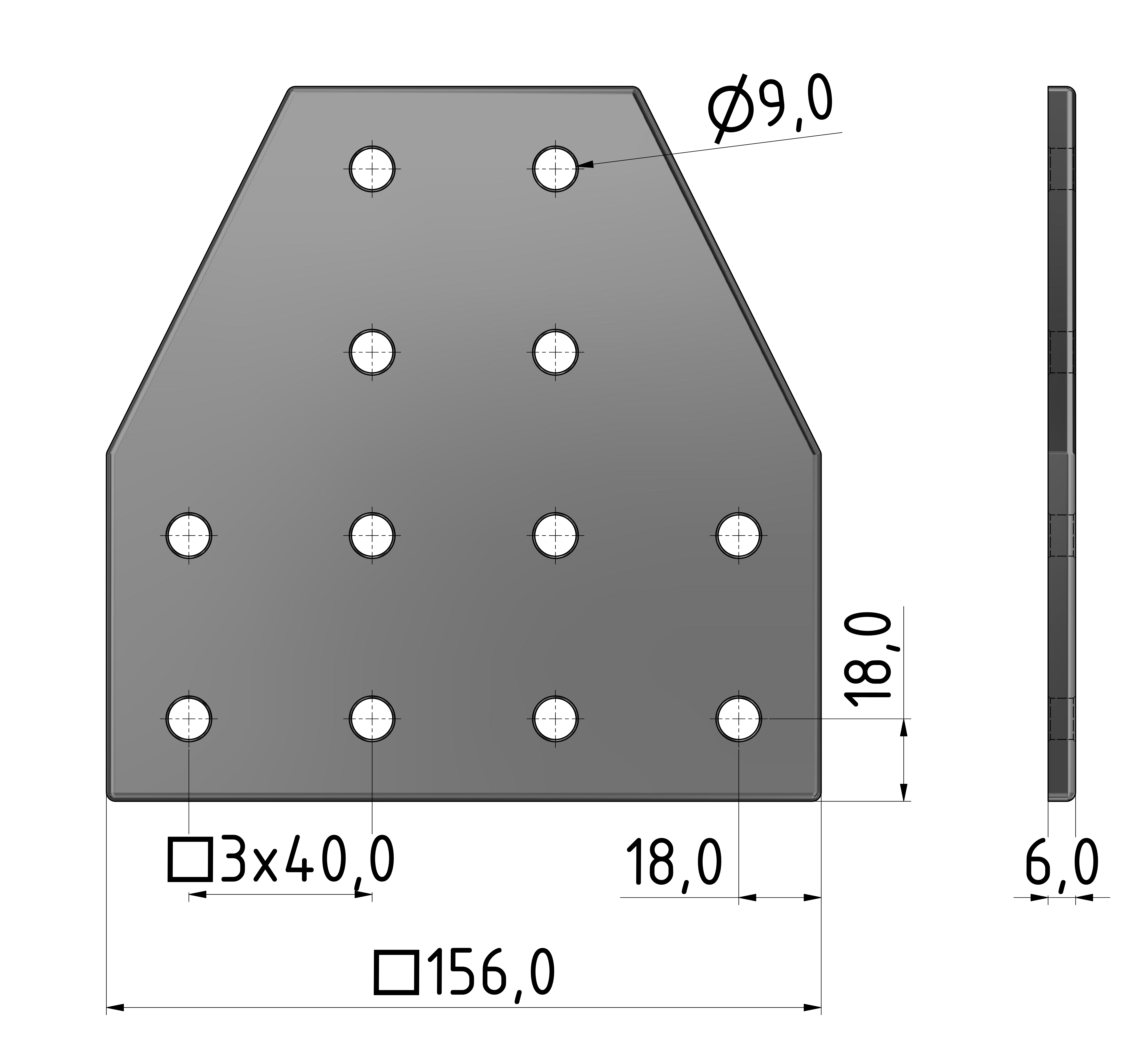 Verbinderplatte T 160x160, eloxiert-10