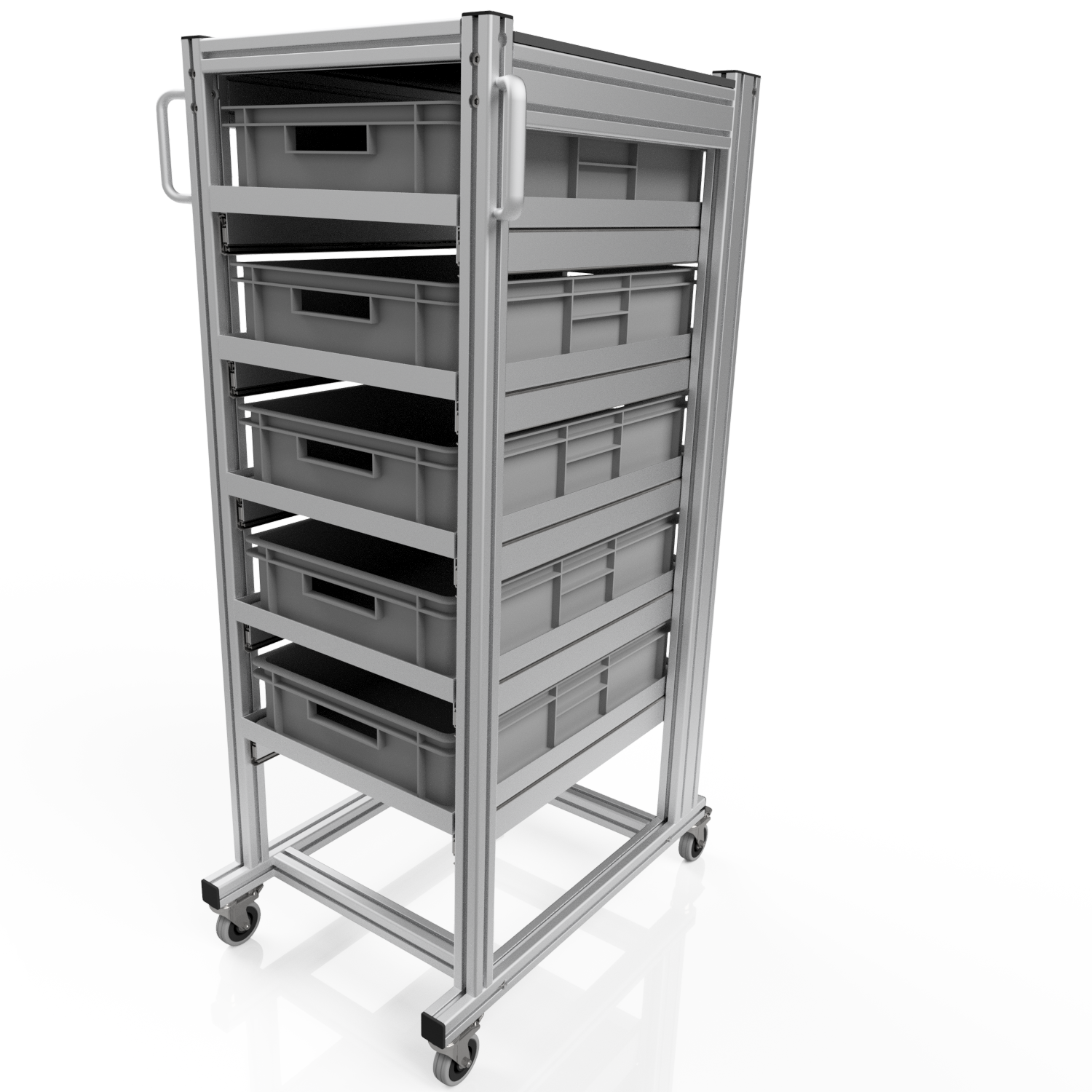 Systemwagen mit Eurobehälter 60x40 H 134 cm